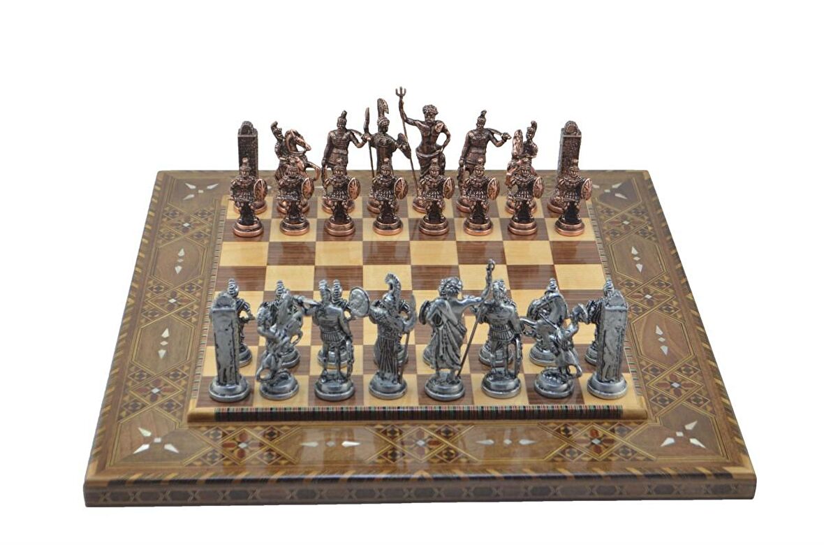 Gifthome Metal Satranç Takımı/Seti;Battal,Yunan ,A