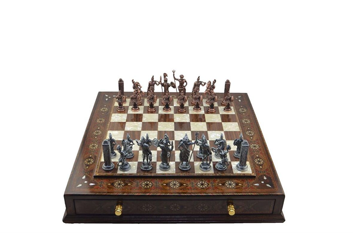 Gifthome Metal Satranç Takımı/Seti;Battal,Yunan,An