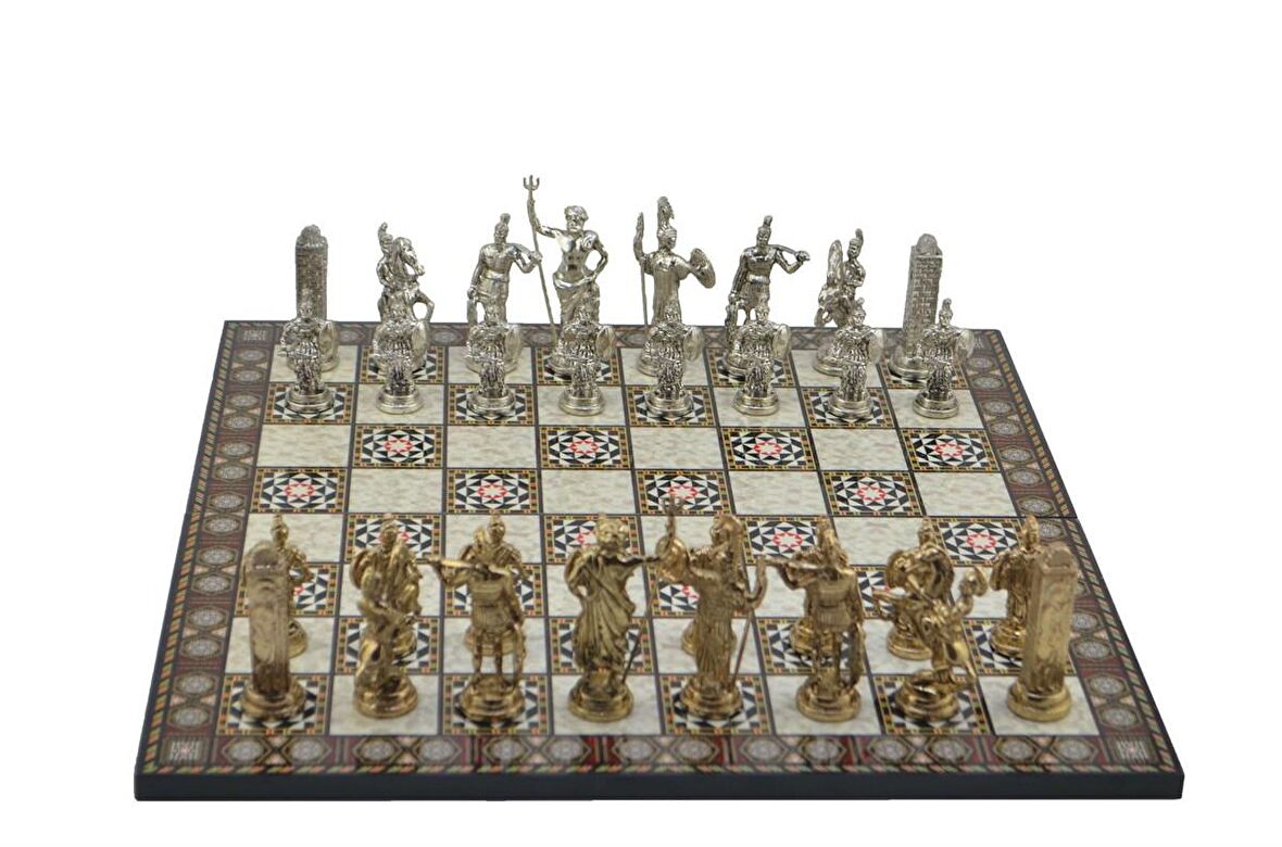 Gifthome Metal Satranç Takımı / Seti; Battal,Yunan