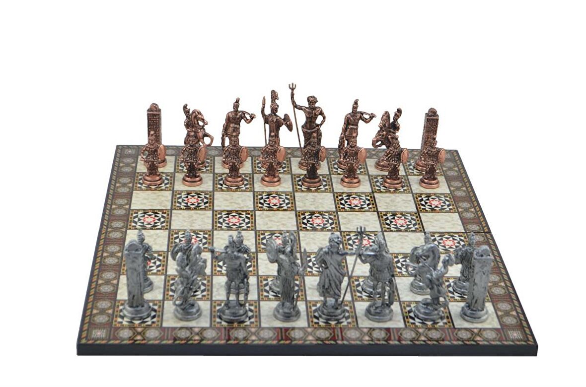 Gifthome Metal Satranç Takımı / Seti; Battal,Yunan