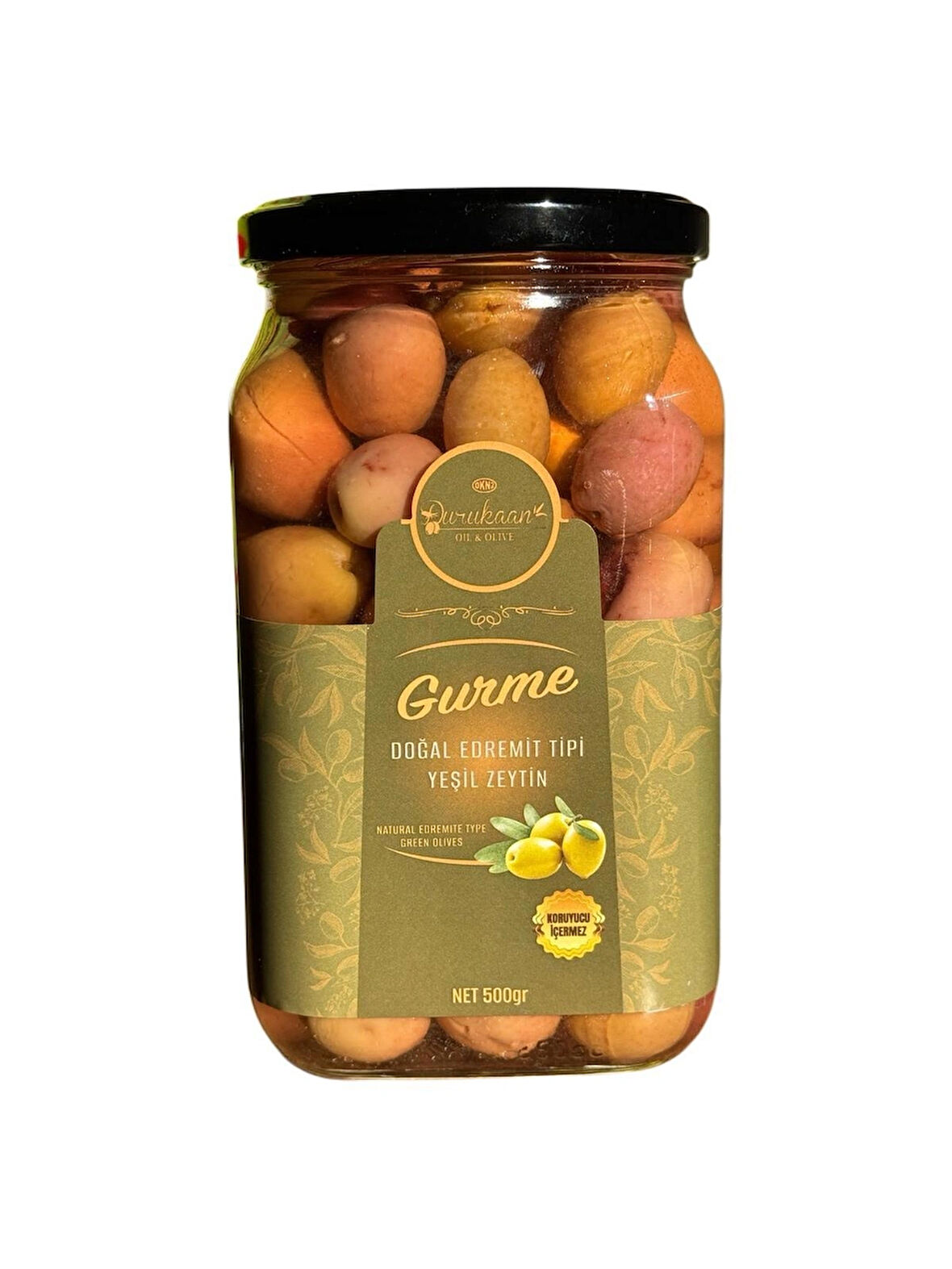Doğal Edremit Tipi Yeşil Zeytin L 500GR