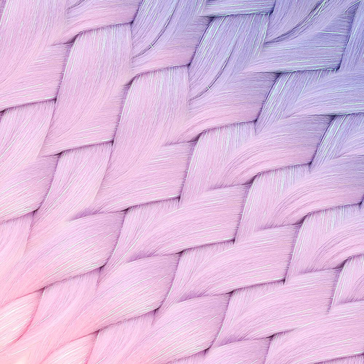 Simli Lila / Pembe / Şeker Pembesi Ombreli Örgülük Saç 100 Gr.