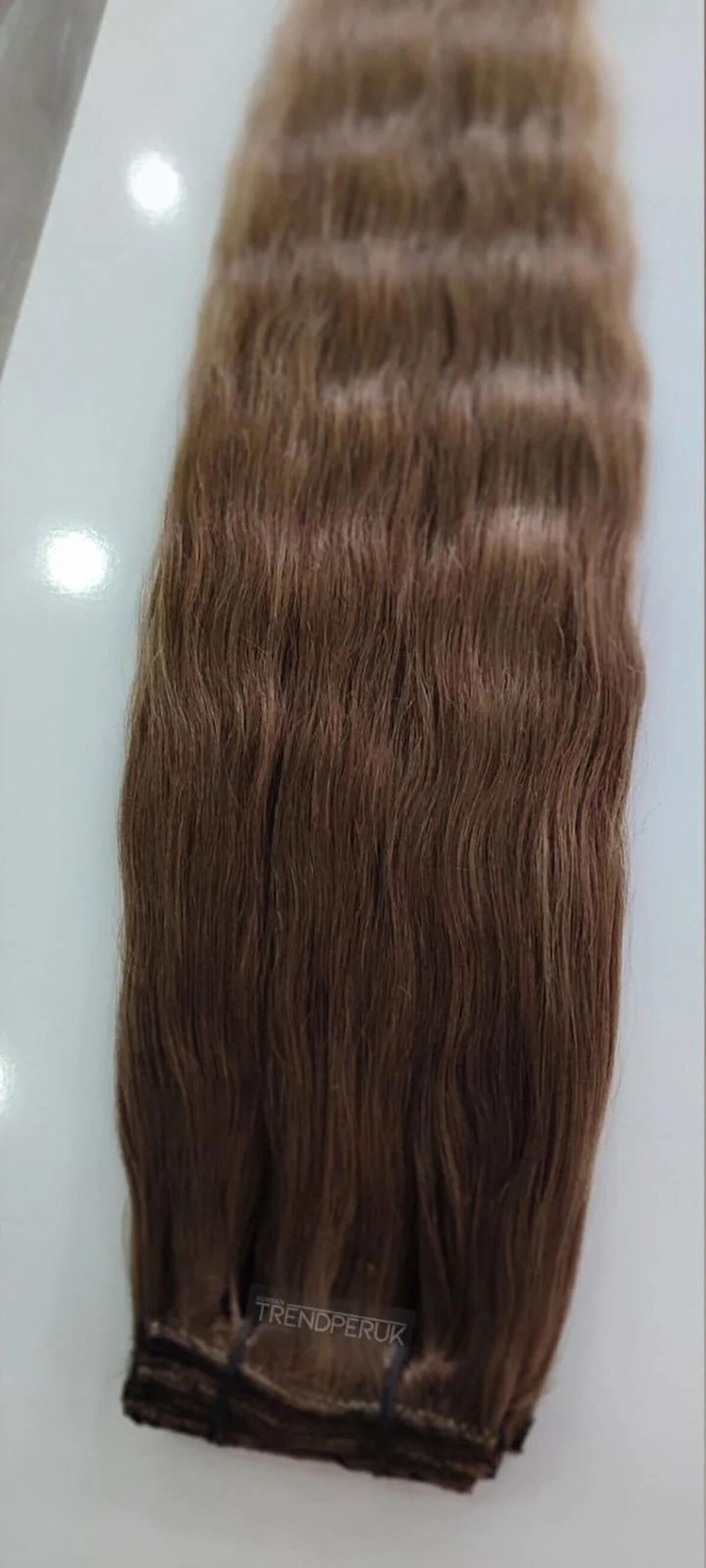 8 Parça 150 gr 65 cm Gerçek Saç Çıtçıt Dip Kumral Alt Küllü Kumral Renk