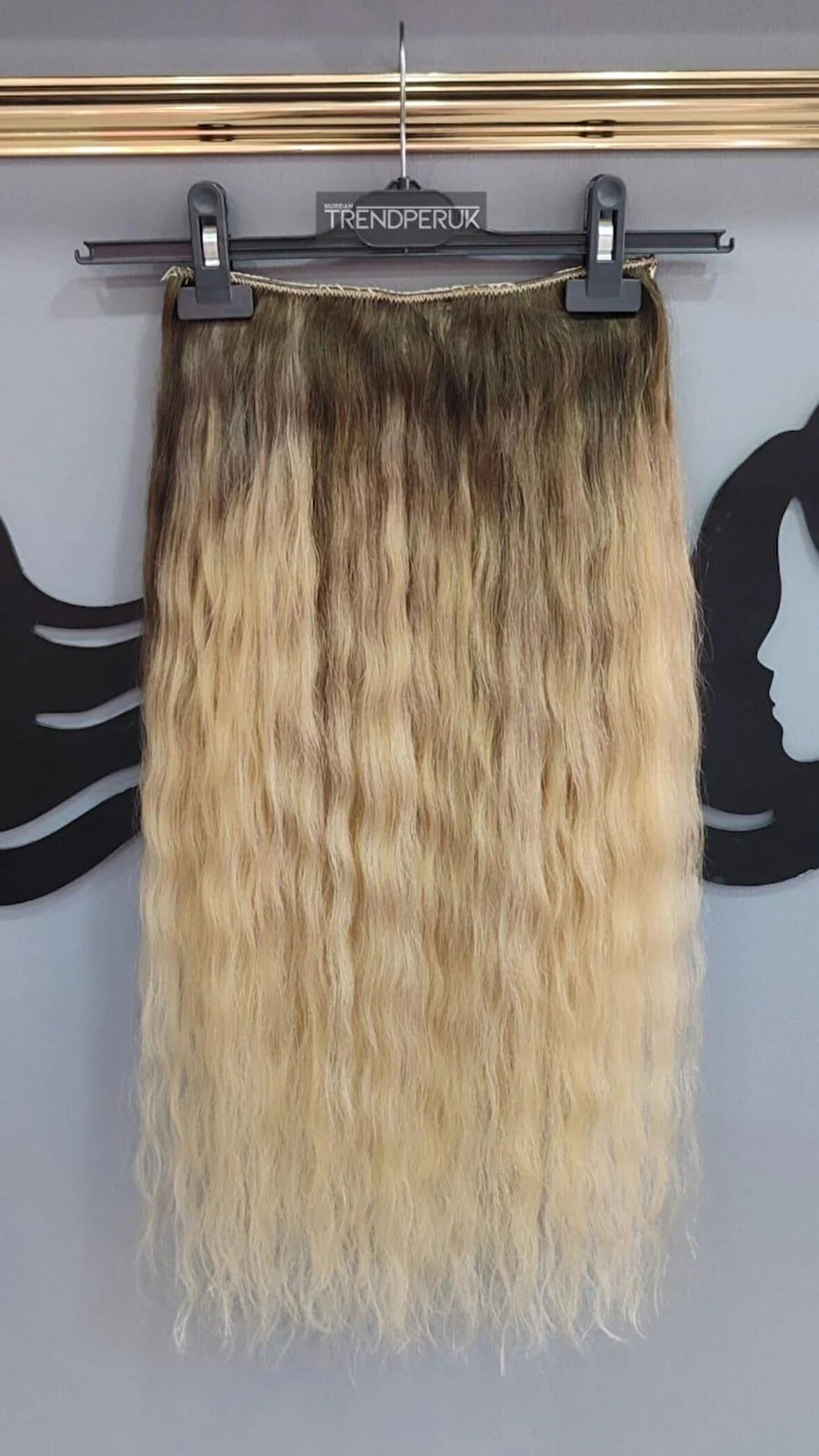 Yarımay + 2 Yan 170 gr 65-70 cm Gerçek Saç Çıtçıt Dip Kumral Alt Platin Renk