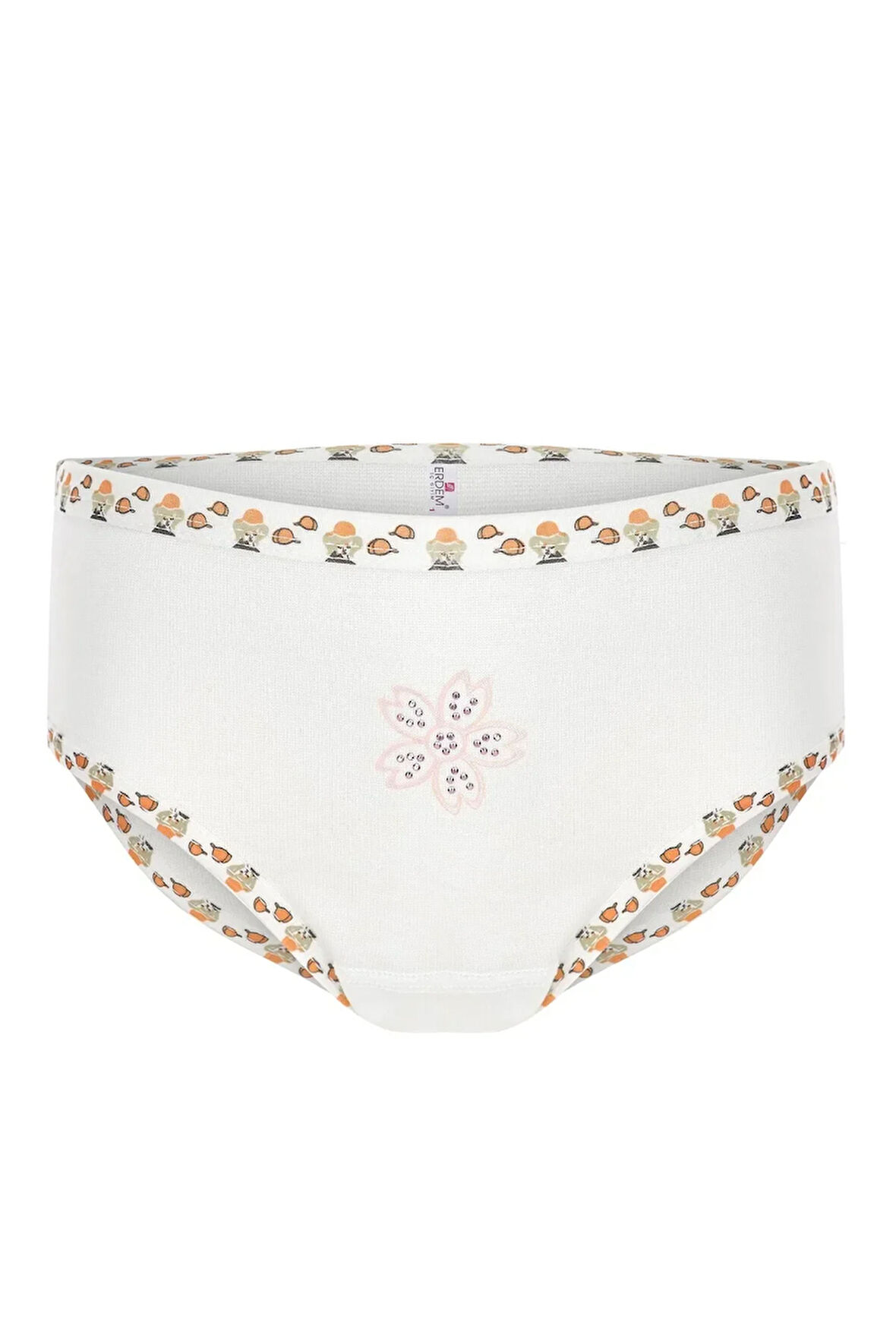 Erdem Beyaz Ribana Taşlı Kız Çocuk Külot 4325