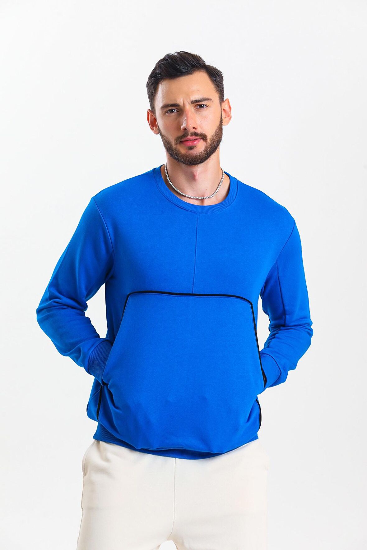 Saks Mavisi Kanguru Cepli Sweatshirt