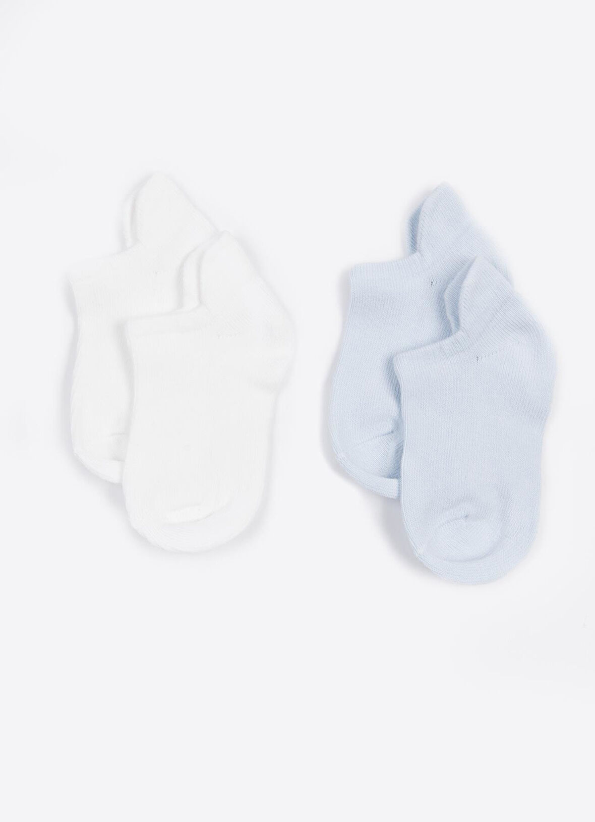 Organik Basic 2'li Patik Çorap Mavi Ekru