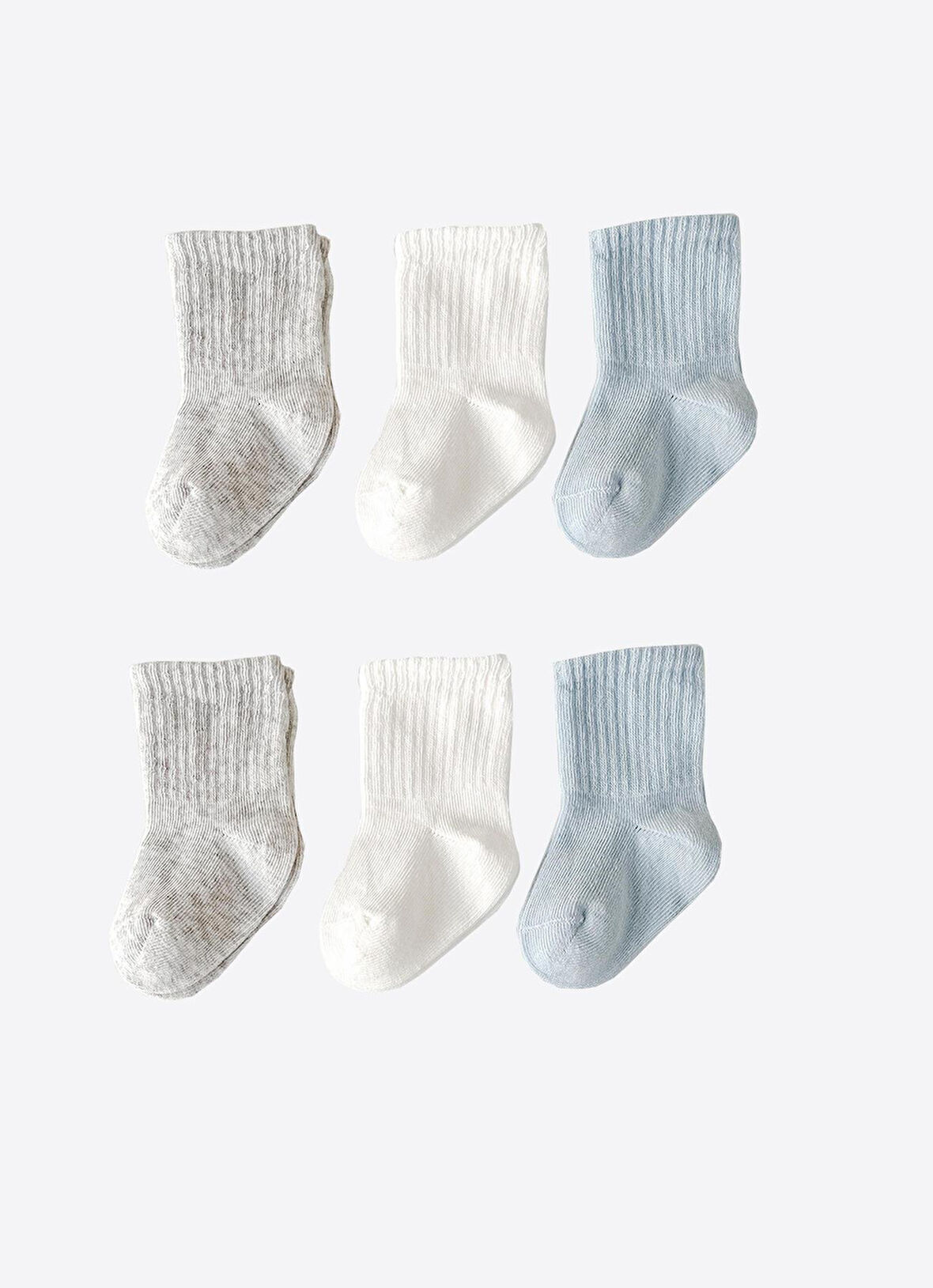 Organik Bebek 6'lı Çorap Seti Mavi