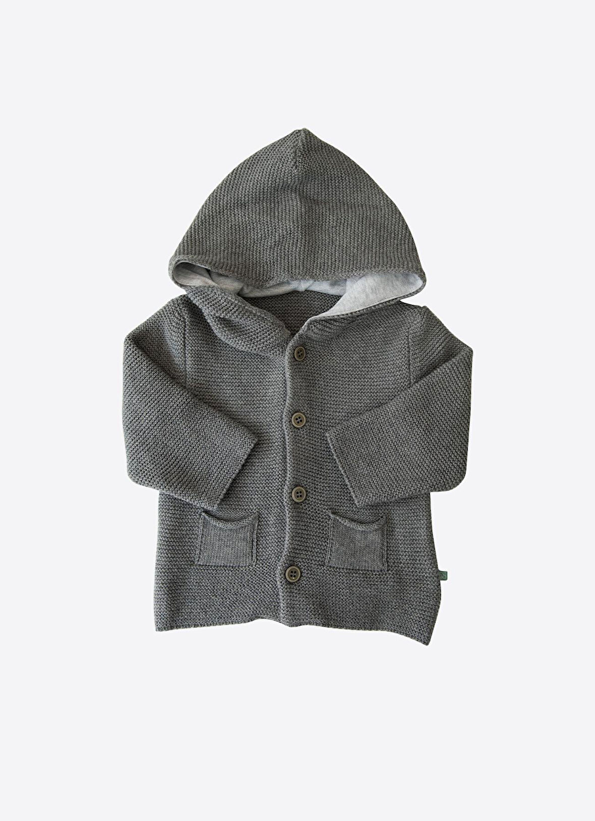 Organik Triko Tanton Hırka Koyu Gri Melanj