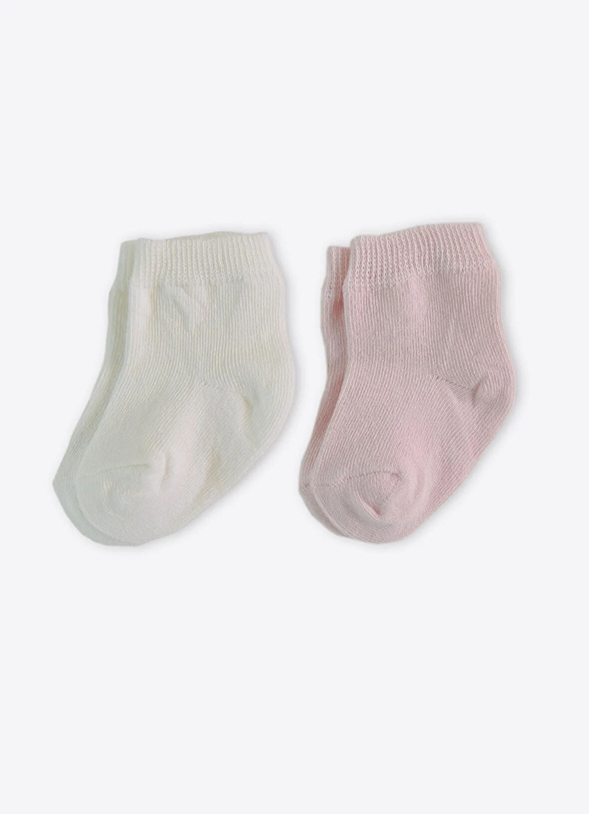 Organik Basic 2'li Çorap Ekru Pembe