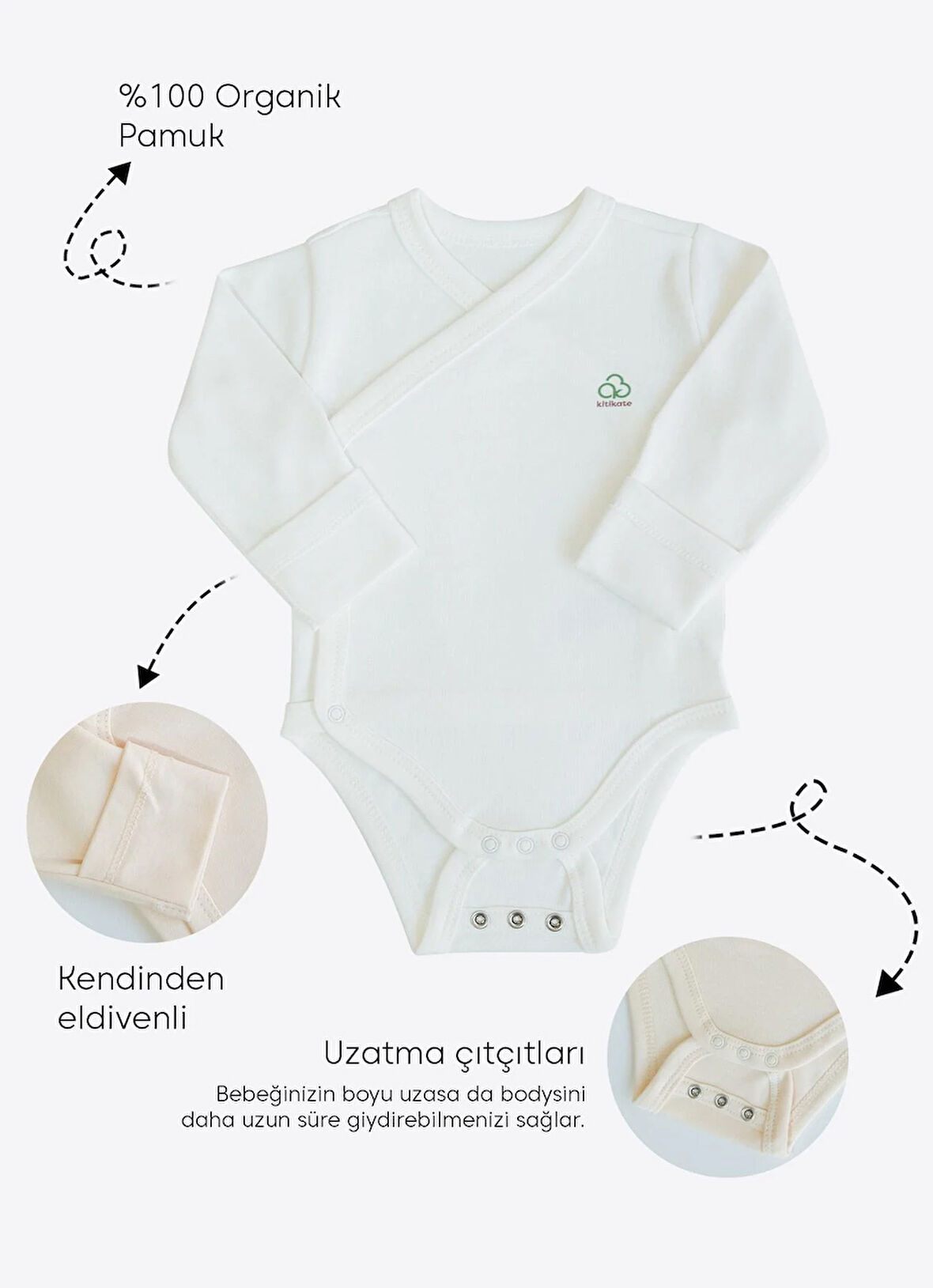 Organik New Basic Uzayan Kruvaze Uzun Kol Body Ekru