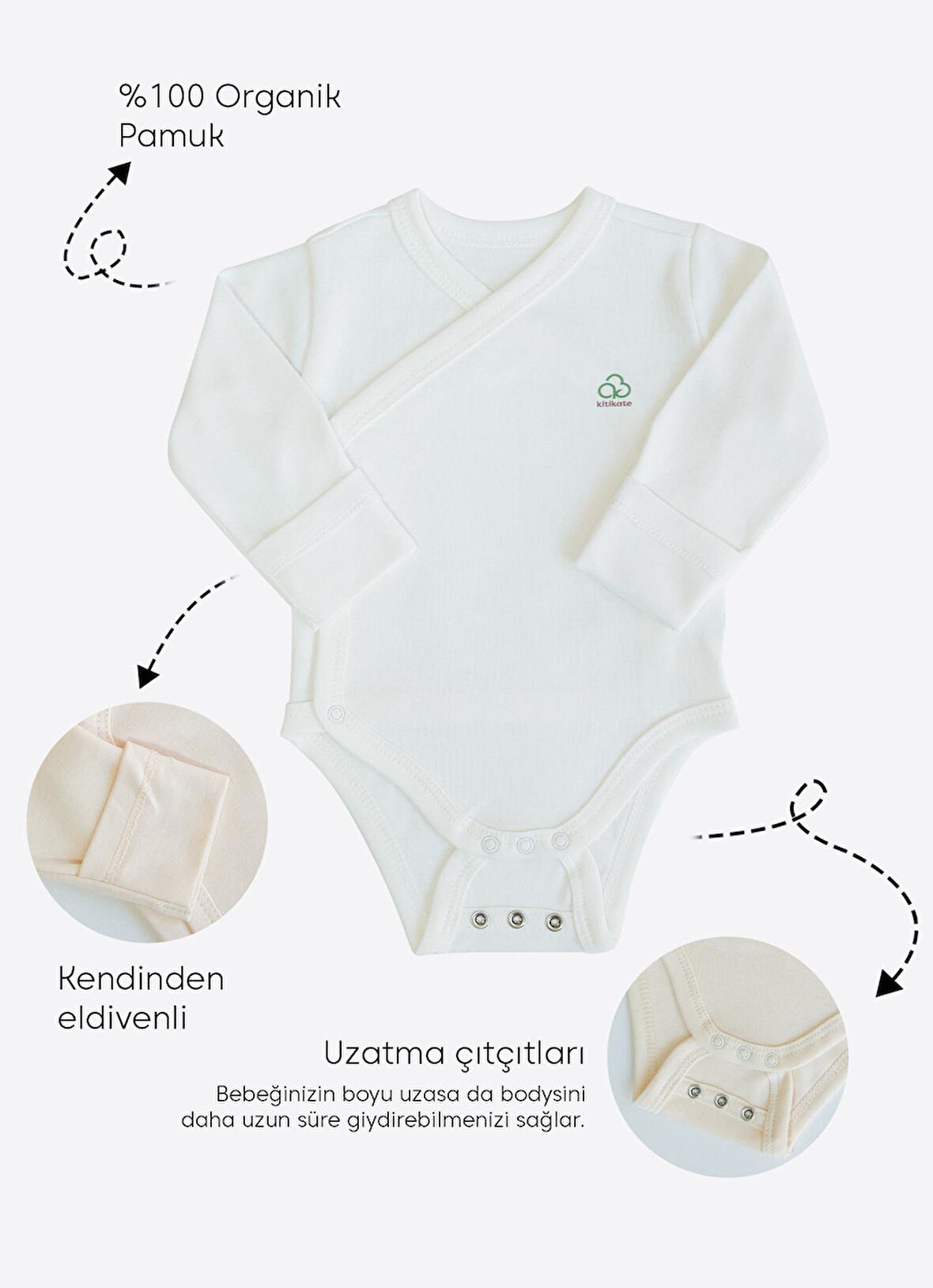 Organik New Basic Uzayan Kruvaze Uzun Kol Body Ekru