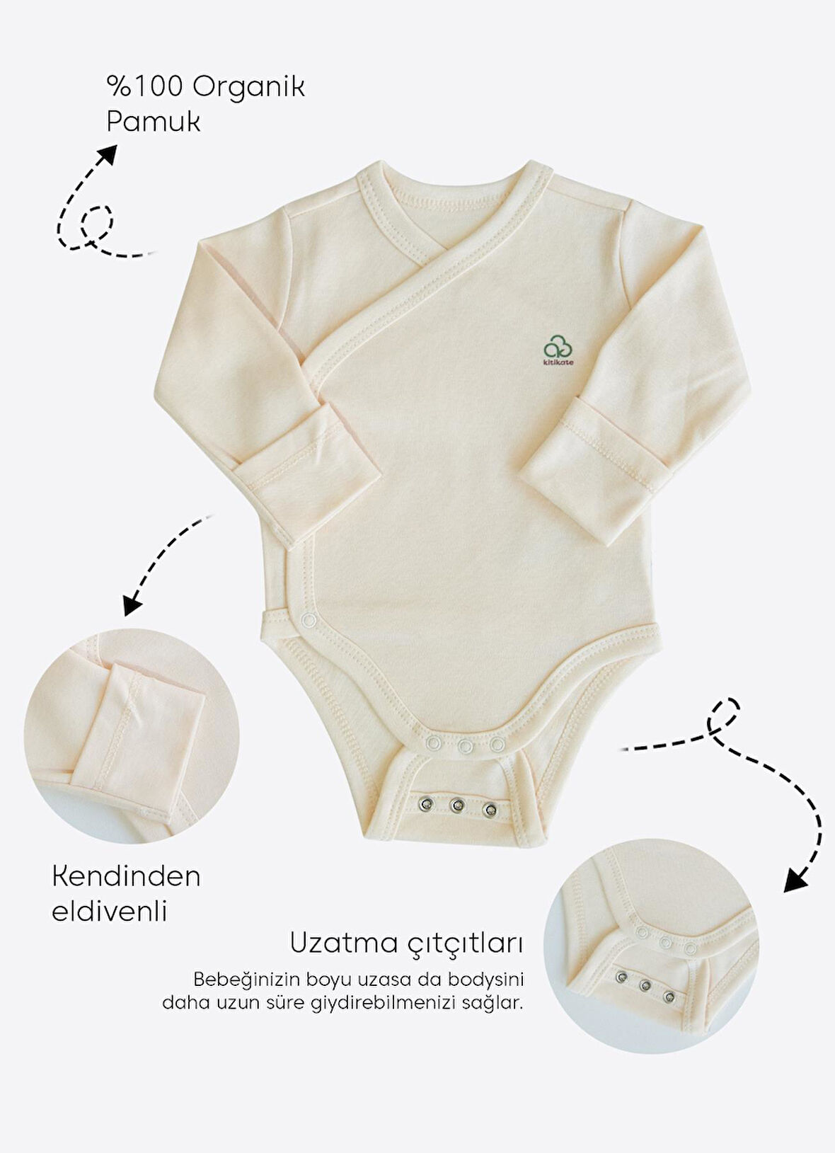 Organik New Basic  Uzayan Kruvaze Uzun Kol Body Natural