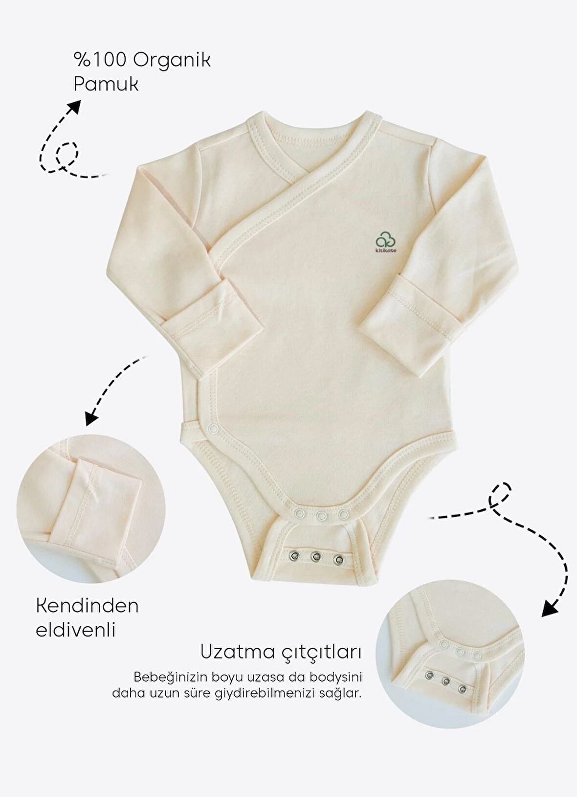 Organik New Basic  Uzayan Kruvaze Uzun Kol Body Natural