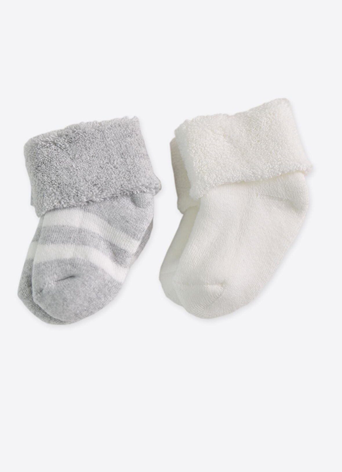 Organik Basic 2'li Havlu Ekru Düz Gri Kalın Çizgili