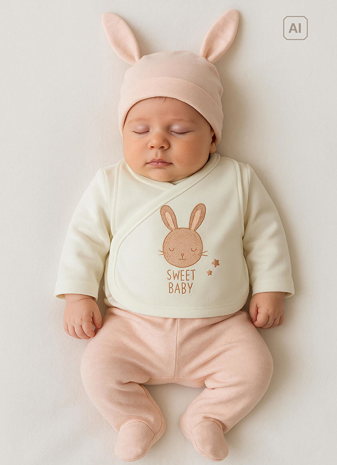 Organik Sweet Rabbit 12'li Zıbın Set Ekru