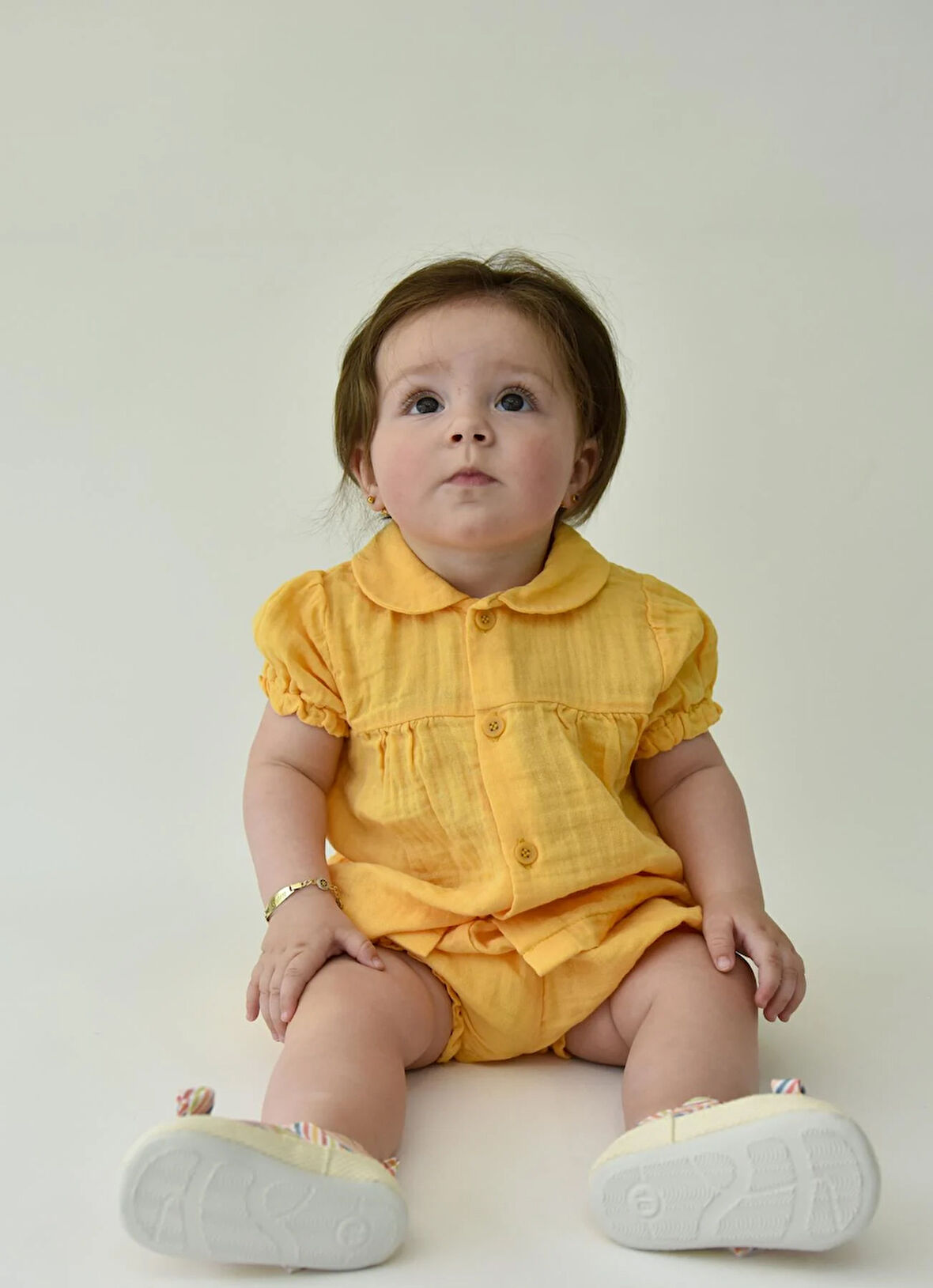 Organik Rita Müslin Topdonlu 2'li Takım Sarı