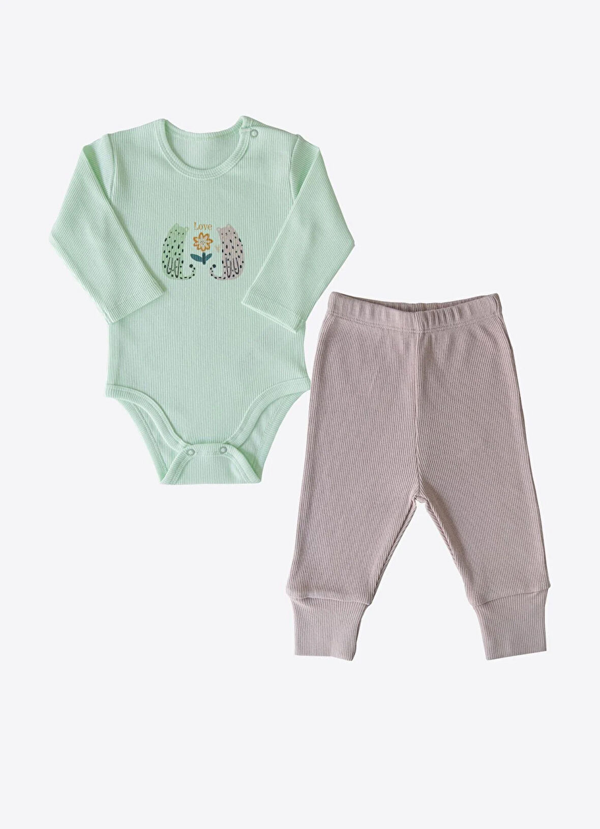 Organik Flowers Love 2'li Takım Yeşil-Lila