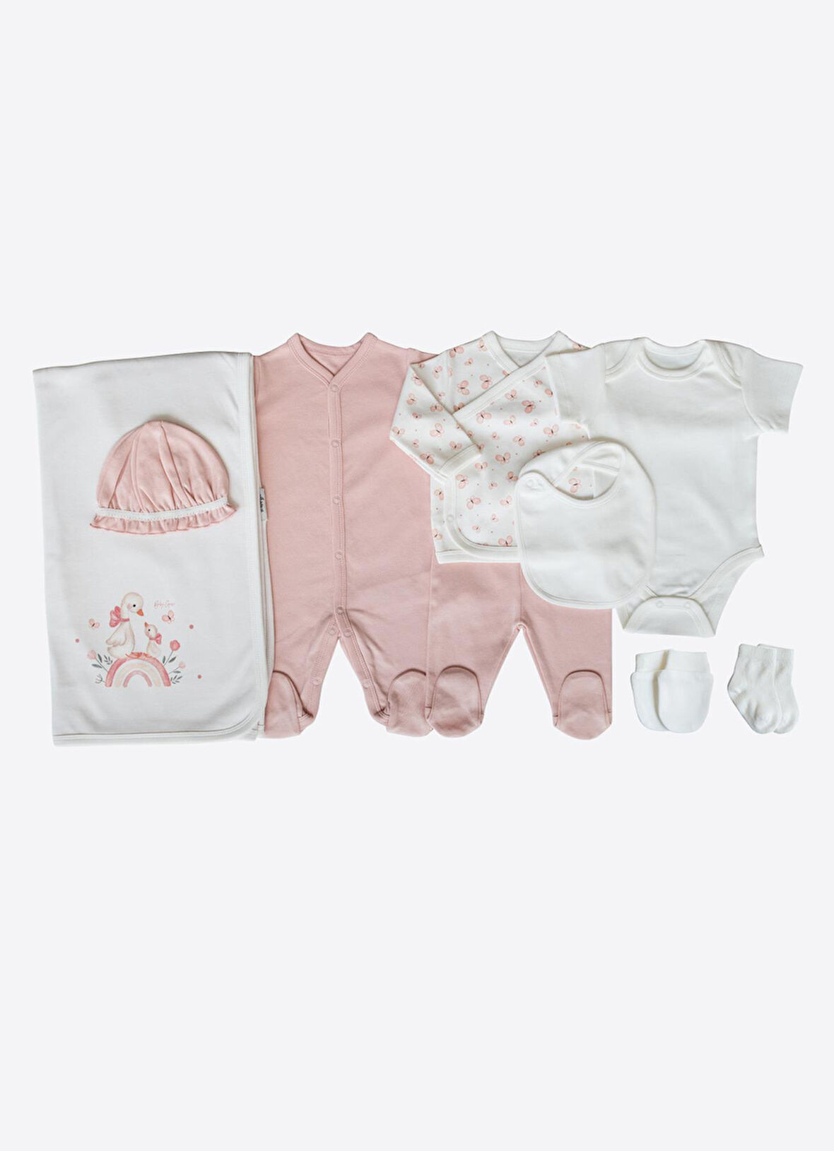 Organik Swan 10'lu Hastane Çıkış Seti Pembe