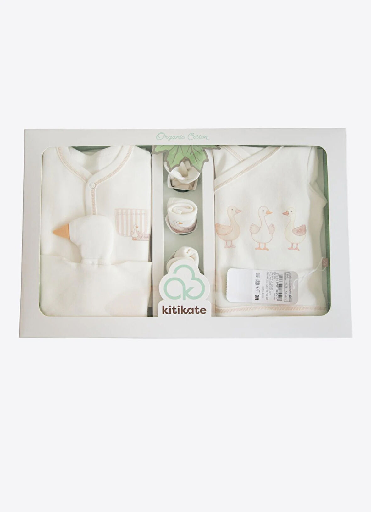 Organik Lil Ducky 10'lu Hastane Çıkış Seti Ekru