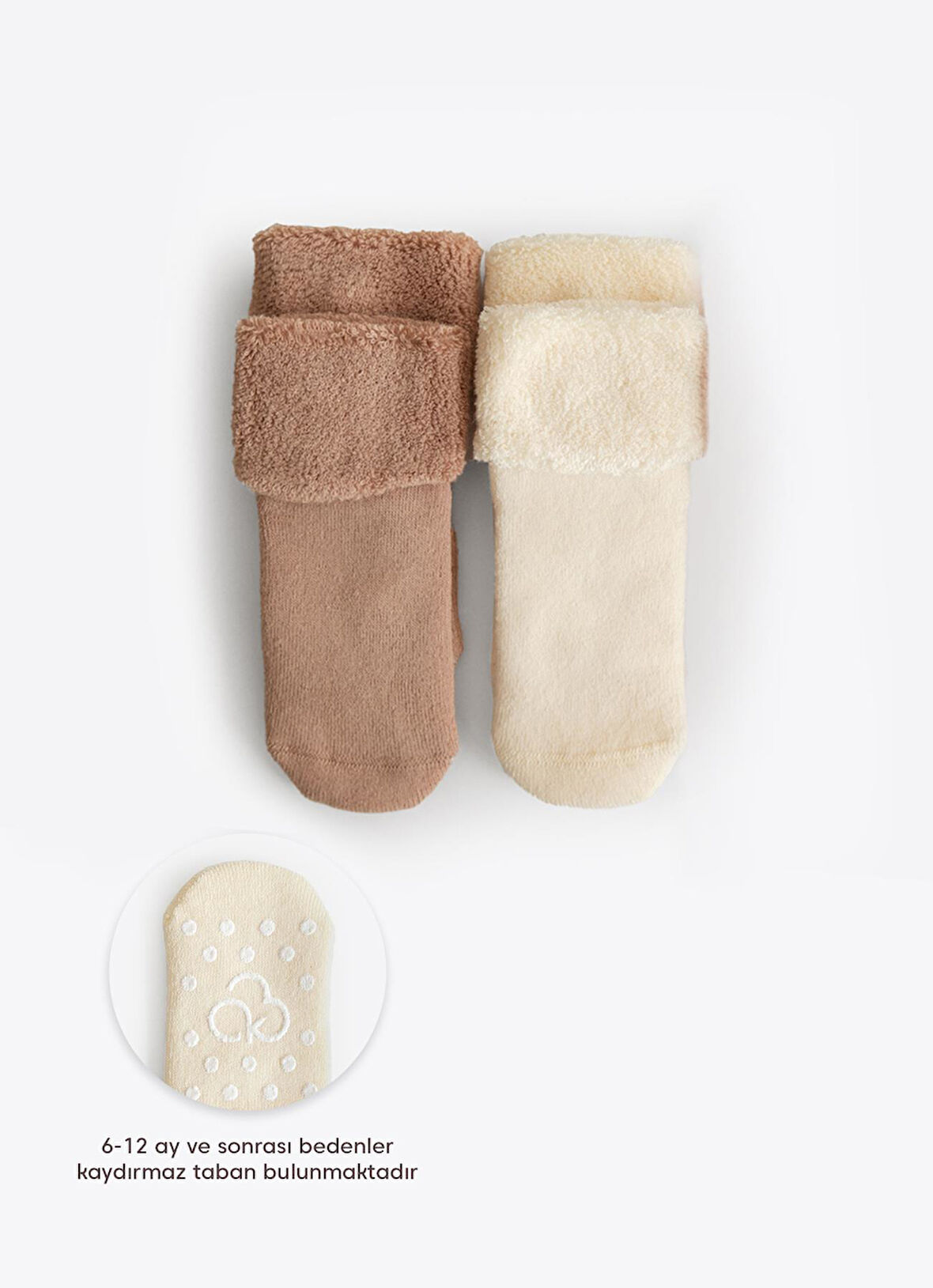 Organik Basic 2'li Havlu Çorap Natural