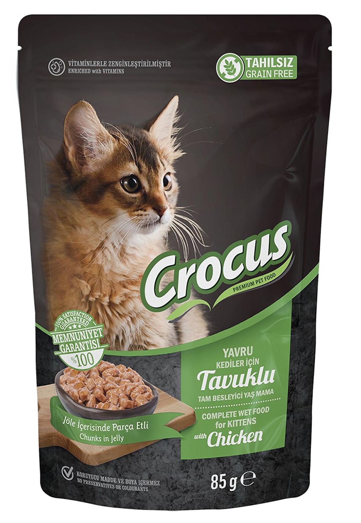 Crocus Tahılsız Yavru Kedi Tavuklu Pouch Jöleli Yaş Mama 85 G