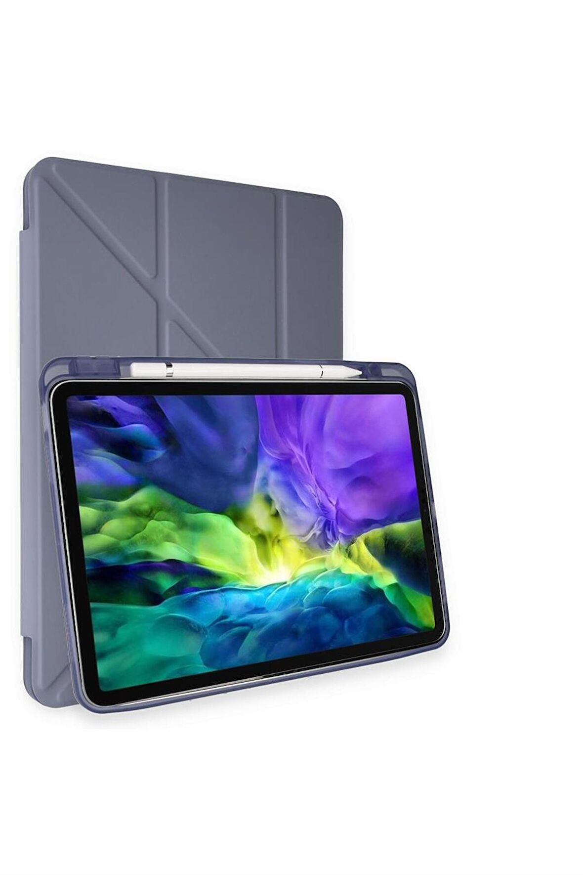 Peeq iPad Pro 12.9 2018 Kılıf Kalemlikli Tri Folding Smart Katlanabilir Standlı 360 Tam Koruma Kılıf