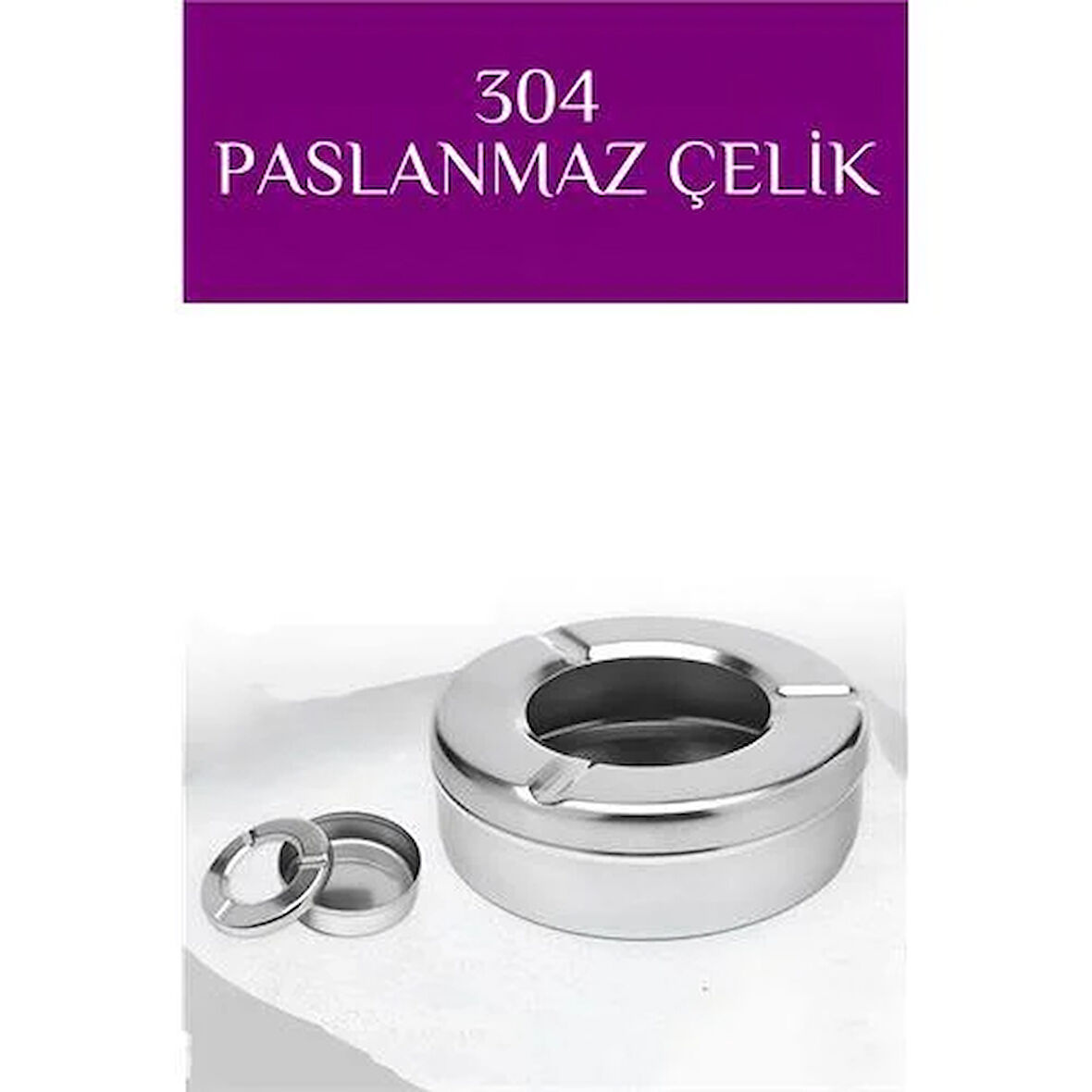 Modacar Kapaklı Paslanmaz Yuvarlak Küllük - Kapaklı 304 Çelik Kül Tablası - Kafe Küllüğü Restoran Küllüğü