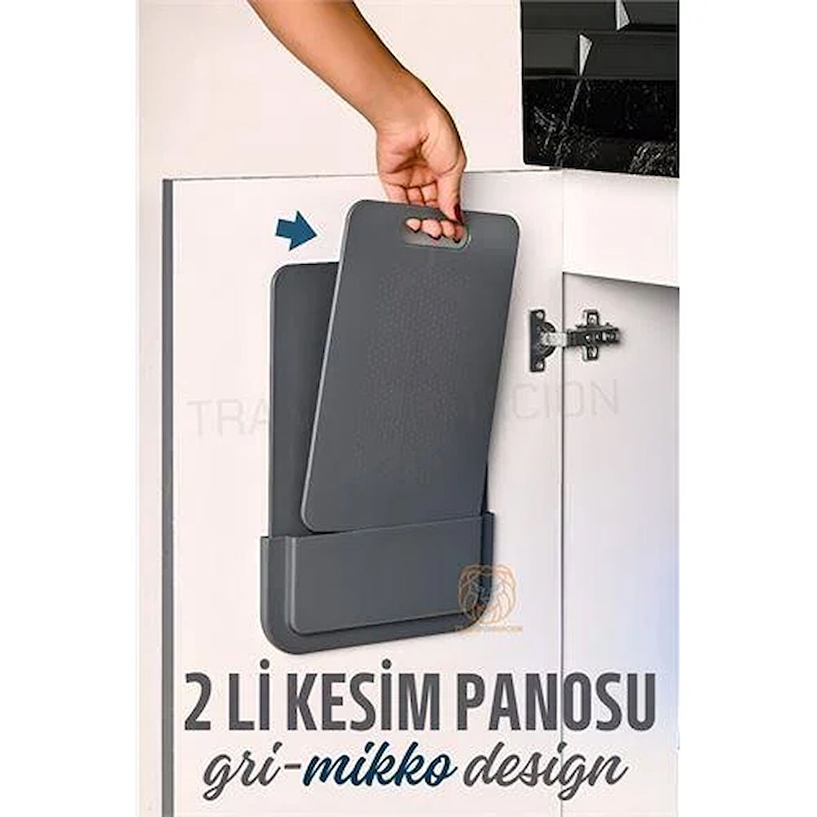 Transformacion 2 li Kesim Panosu Stantlı Yapışkanlı Kesim Tahtası GRİ Mikko Design 720997