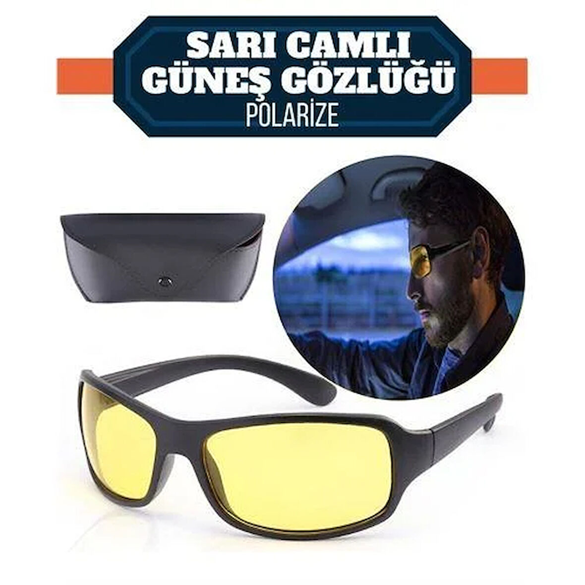 ModaCar Polarize UV400 Sarı Camlı Güneş Gözlüğü