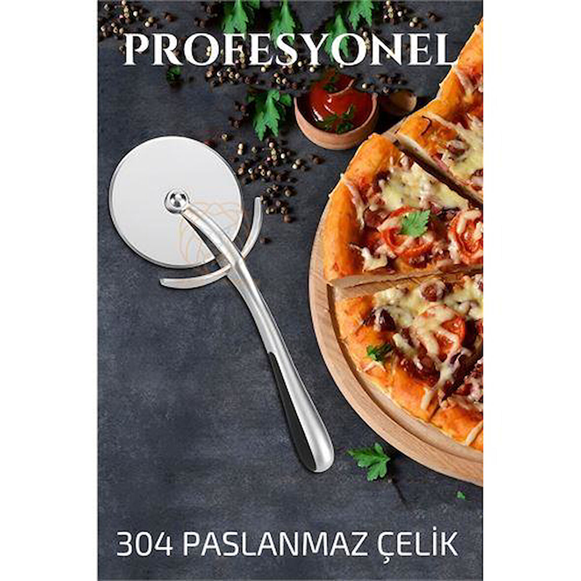 ModaCar Pizza Kesici 304 Paslanmaz Çelik Mink Design