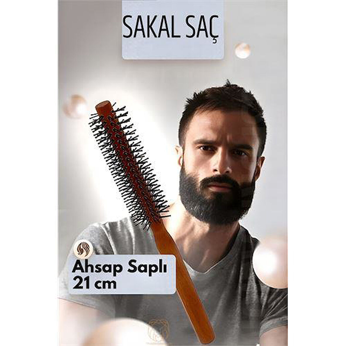 ModaCar Sakal Fırçası Saç Fırçası ve Fön Fırçası Ahşap Saplı