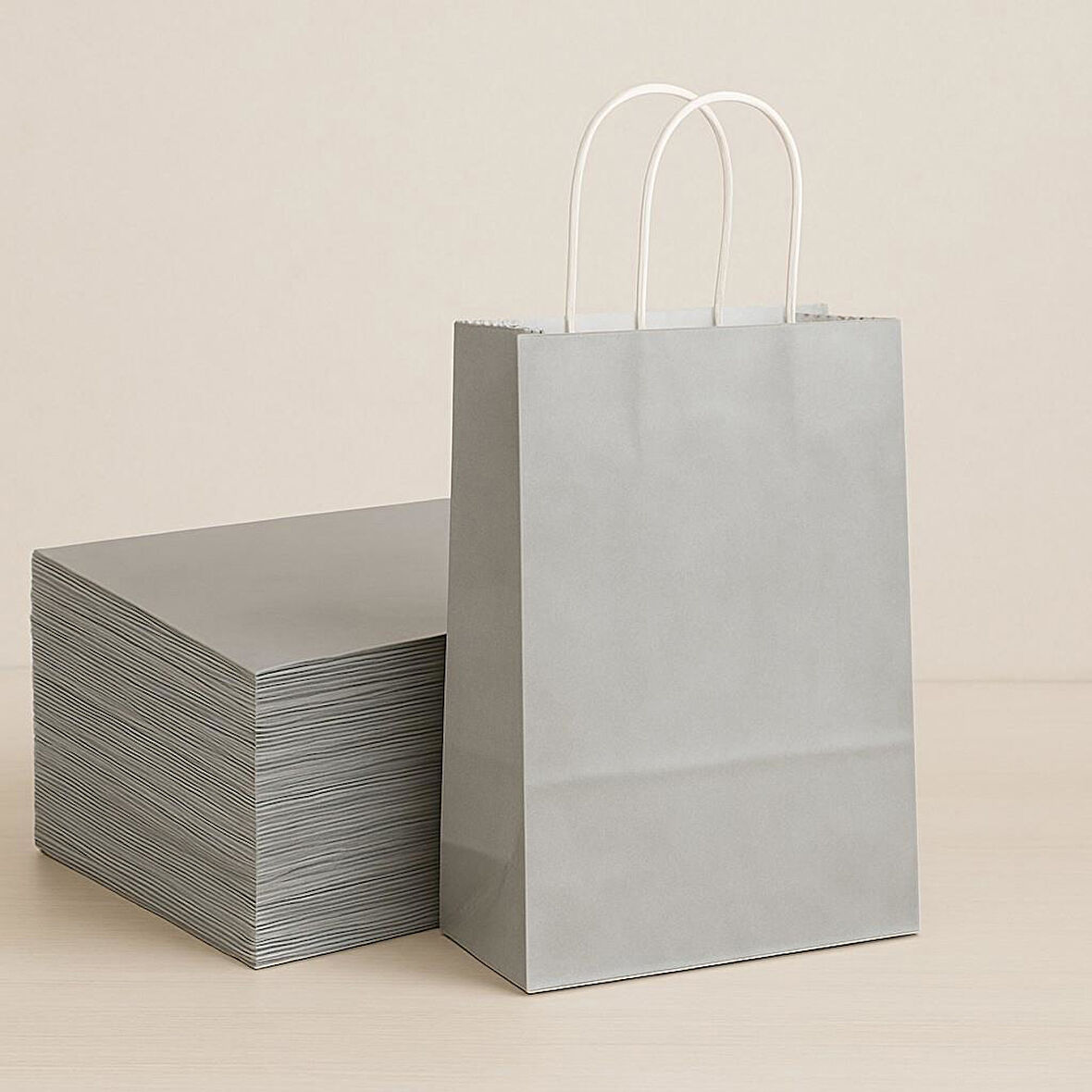Alsepeteavm  Roll-up Kraft Çanta Gümüş Büyük Boy 31x41cm 25li