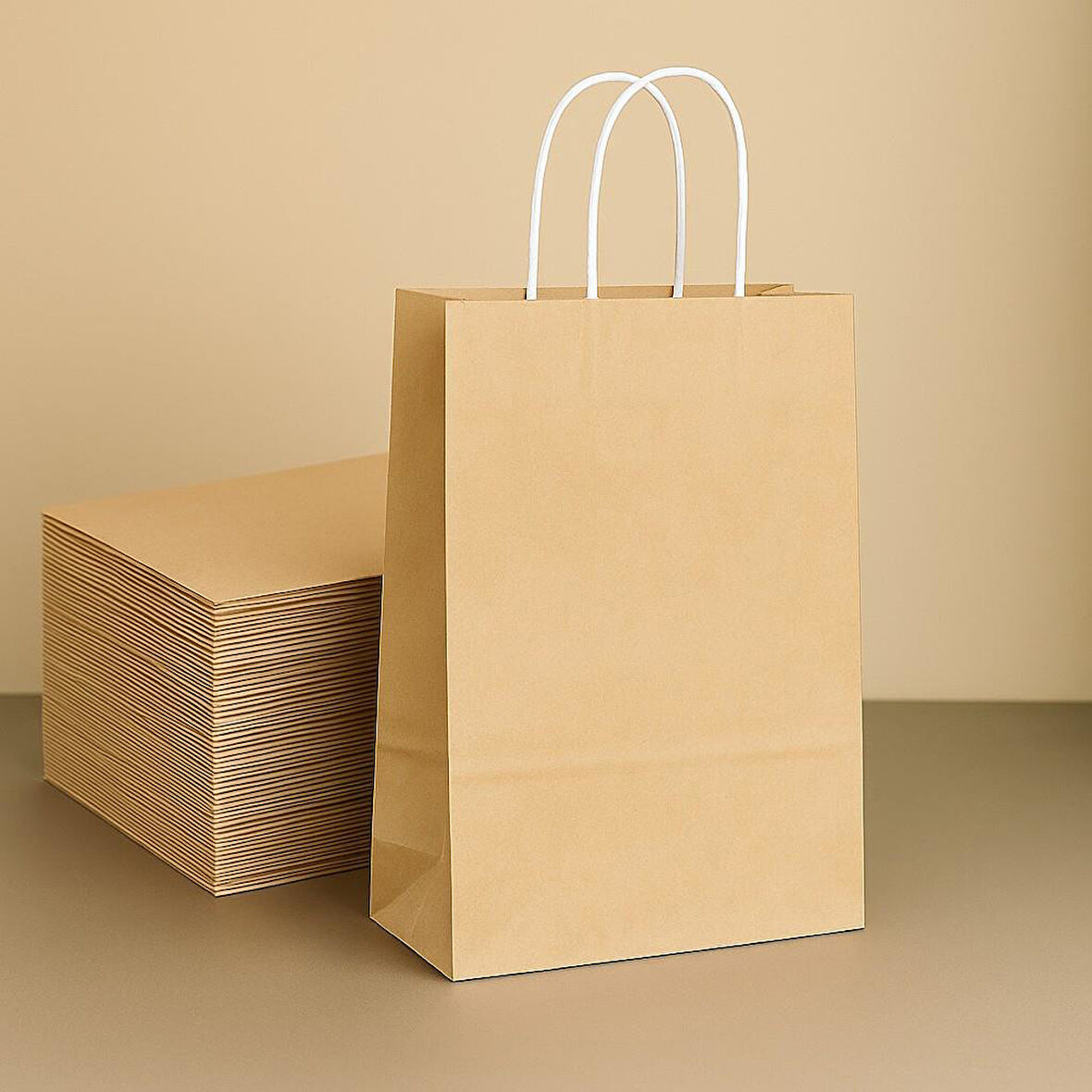 Alsepeteavm  Roll-up Kraft Çanta Naturel Küçük Boy 18x24cm 25li