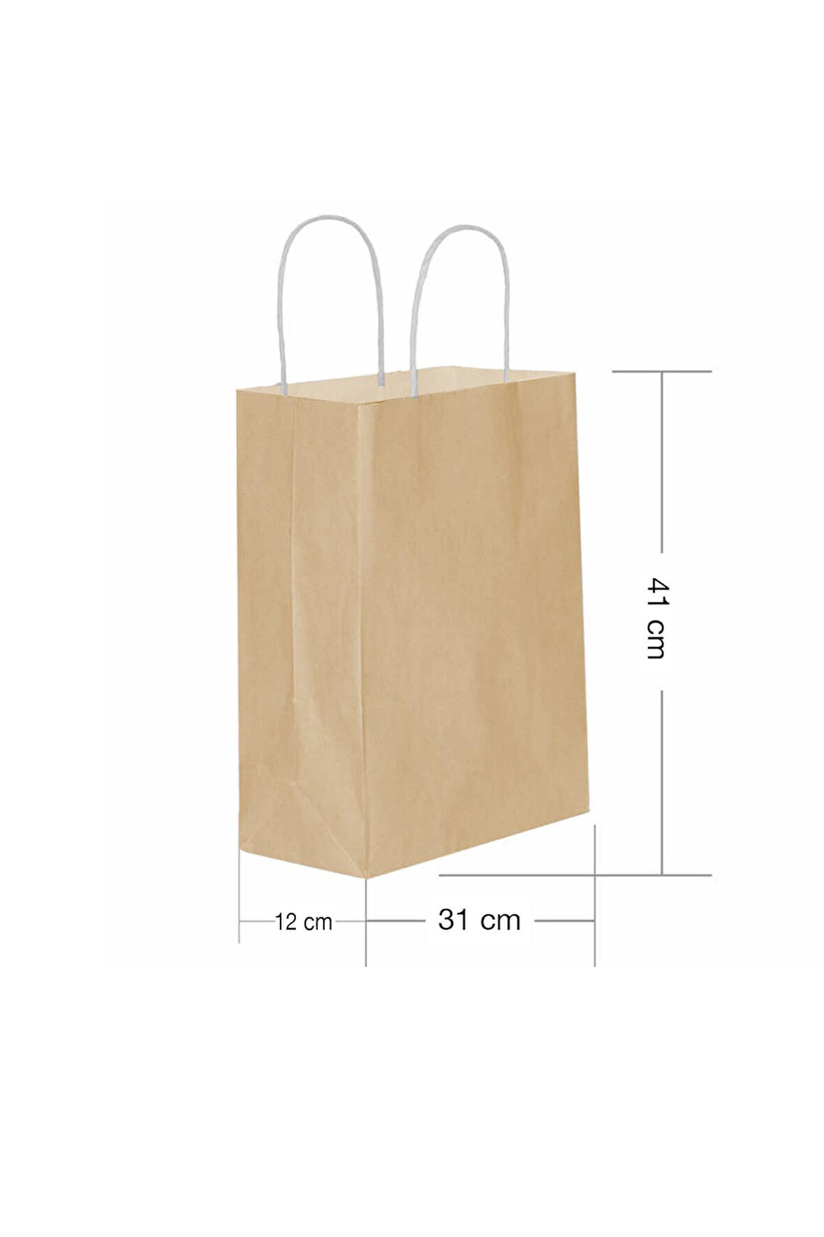 Alsepeteavm  Roll-up Kraft Çanta Naturel Büyük Boy 31x41cm 25li