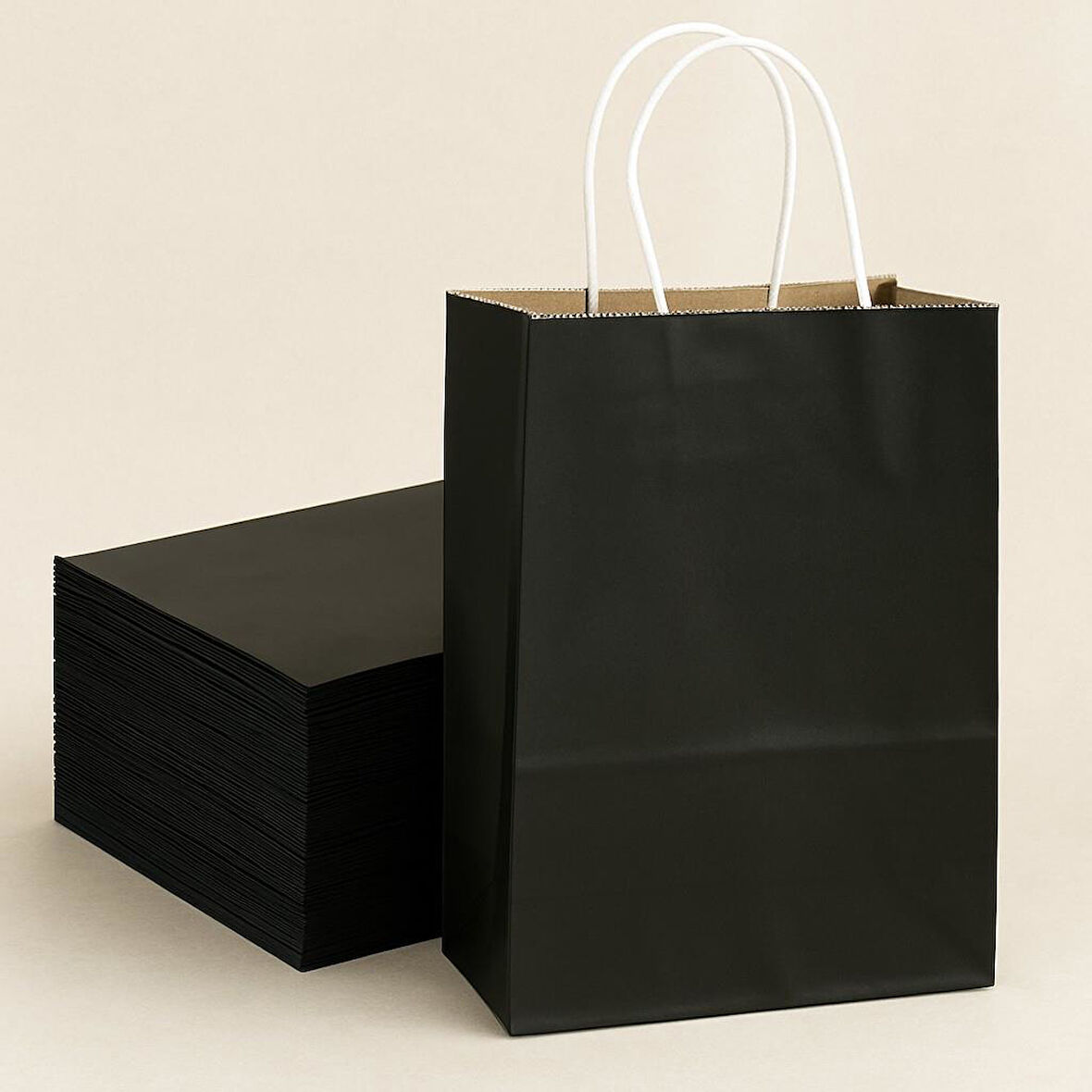 Alsepeteavm  Roll-up Kraft Çanta Siyah Küçük Boy 18x24cm 25li