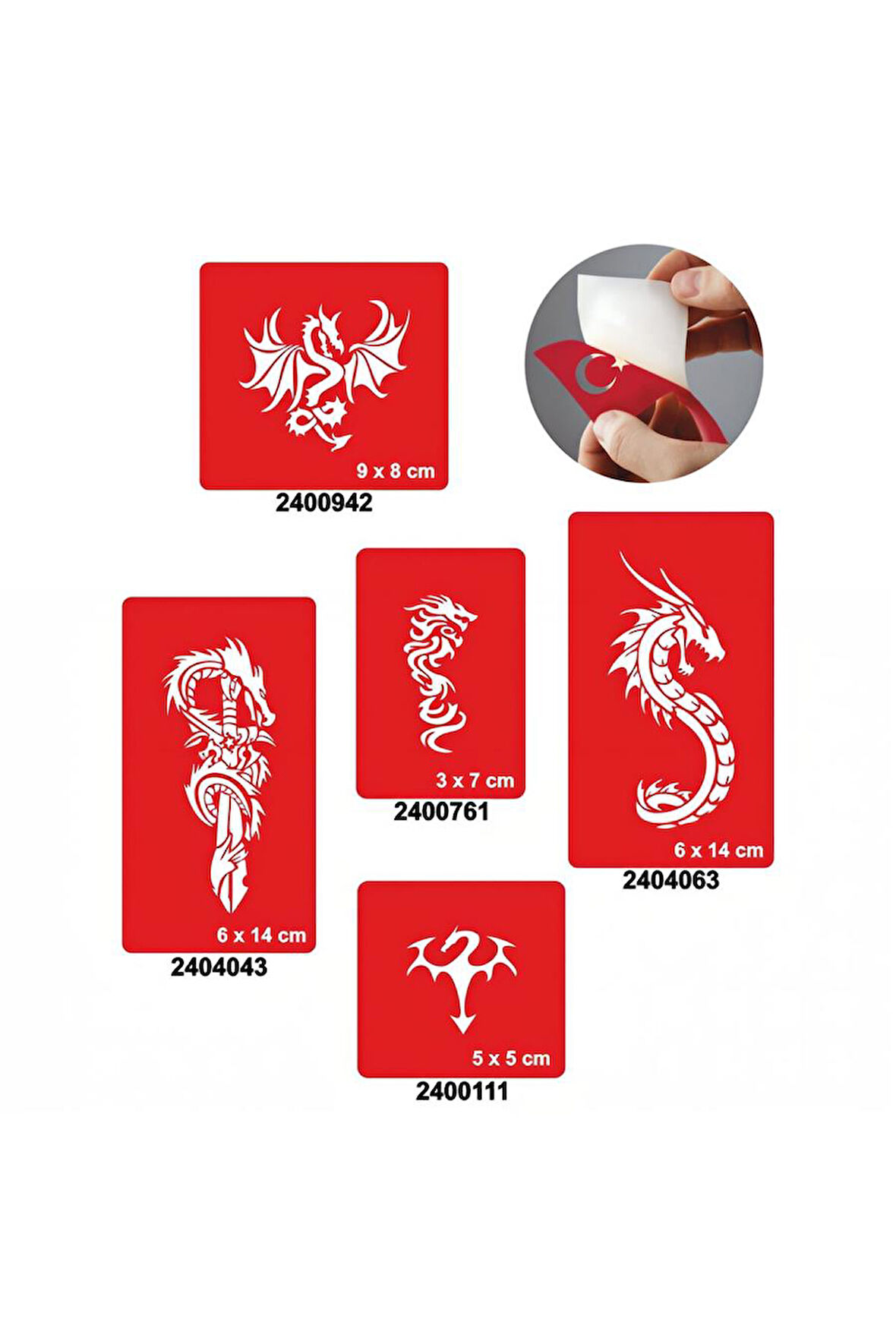 Alsepeteavm Dragonlar 5'li Set Geçici Dövme Kına Şablonu