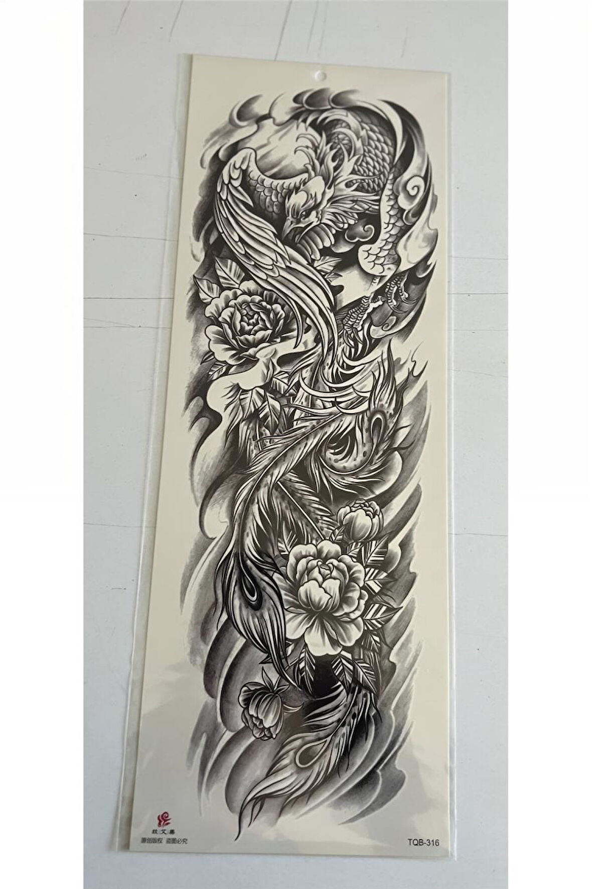 Alsepeteavm Kanatlı Dragon 1 Hafta Kalıcı Tam Kol Bacak Yapıştırma Geçici Dövme 46 CM