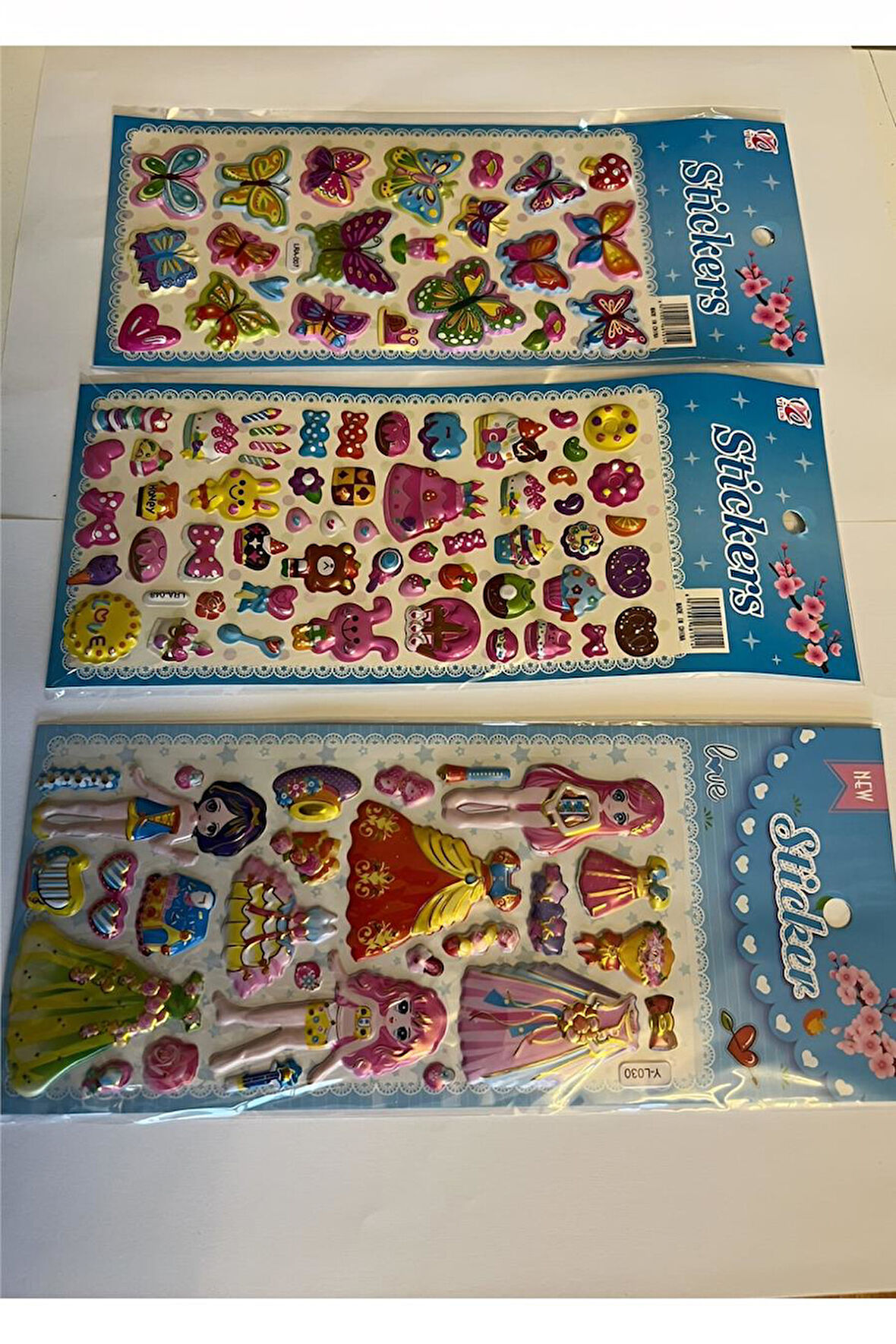 Alsepeteavm Eğitici Çocuk Sticker Etiket Oyunu 3 Kartela Birden Kelebek Prenses