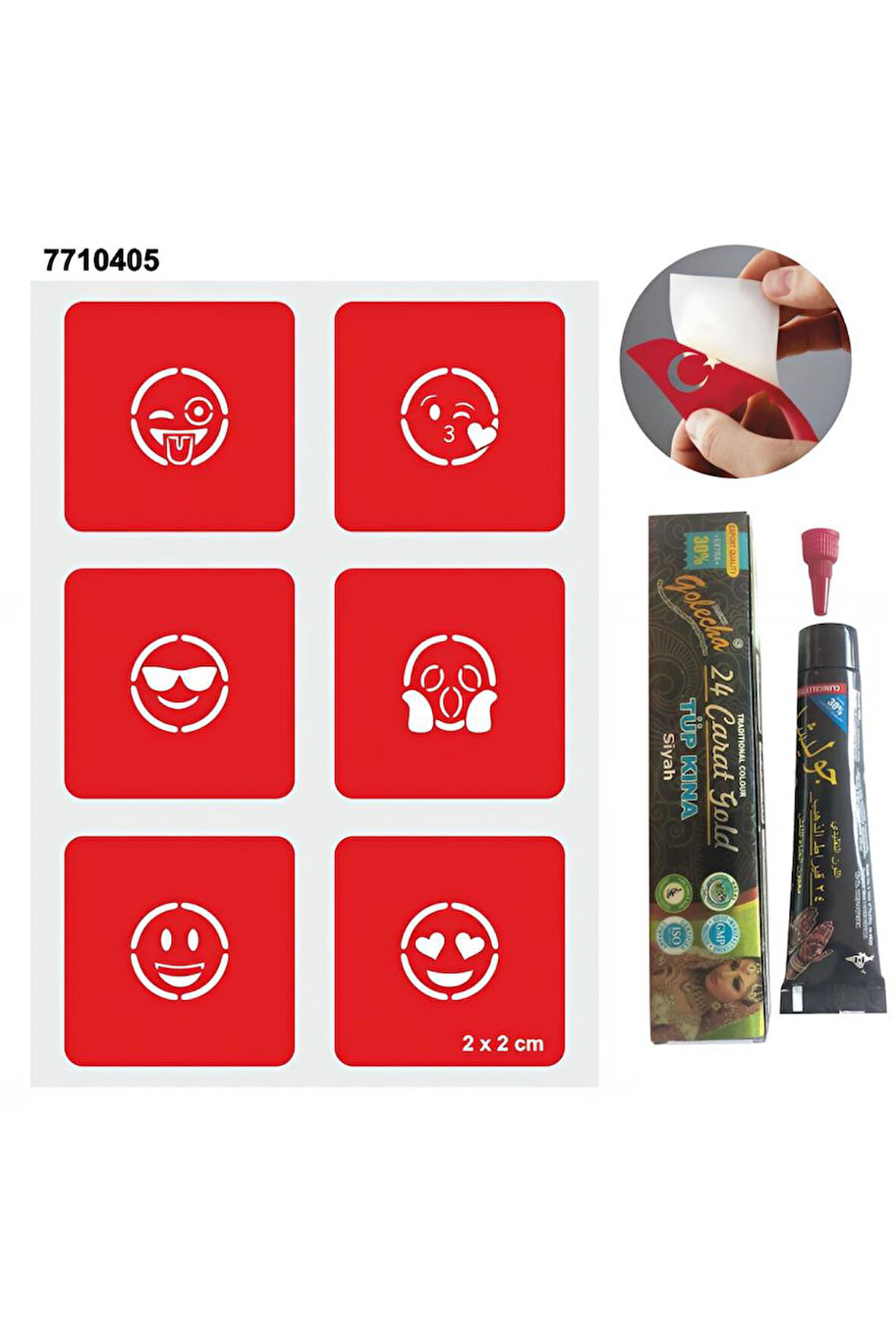 Alsepeteavm Sevimli Emojiler Hint Kınası ile Geçici Dövme Yapma Seti