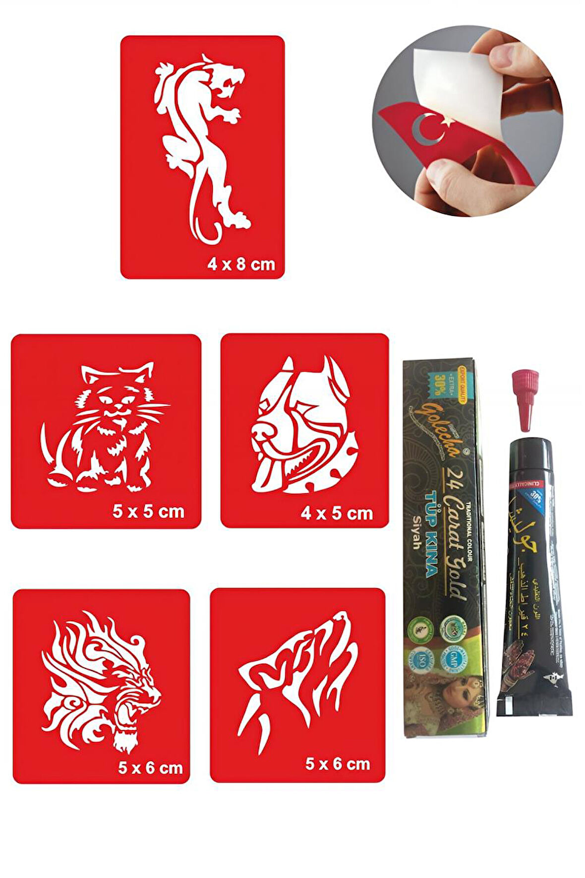 Alsepeteavm Vahşi Desenler Hint Kınası ile Geçici Dövme Yapma Seti