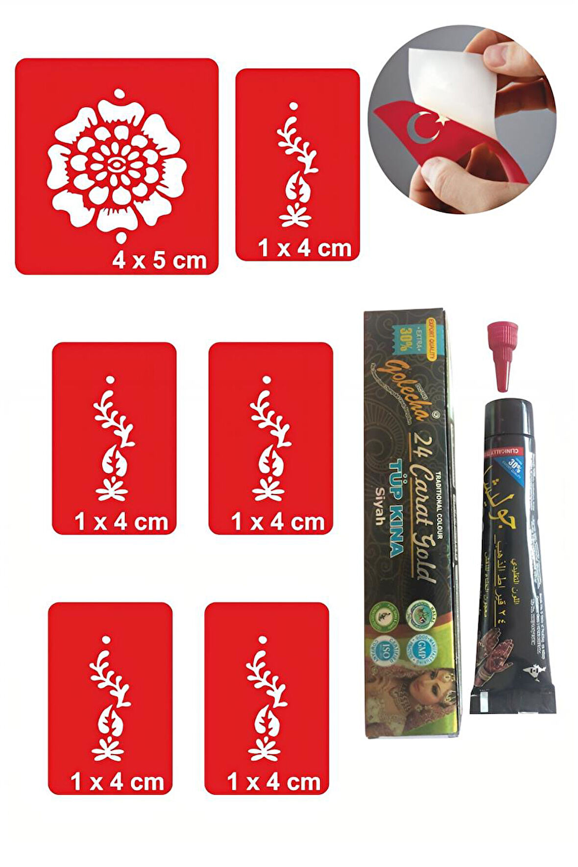 Alsepeteavm El üstü Çiçek Hint Kınası ile Geçici Dövme Yapma Seti