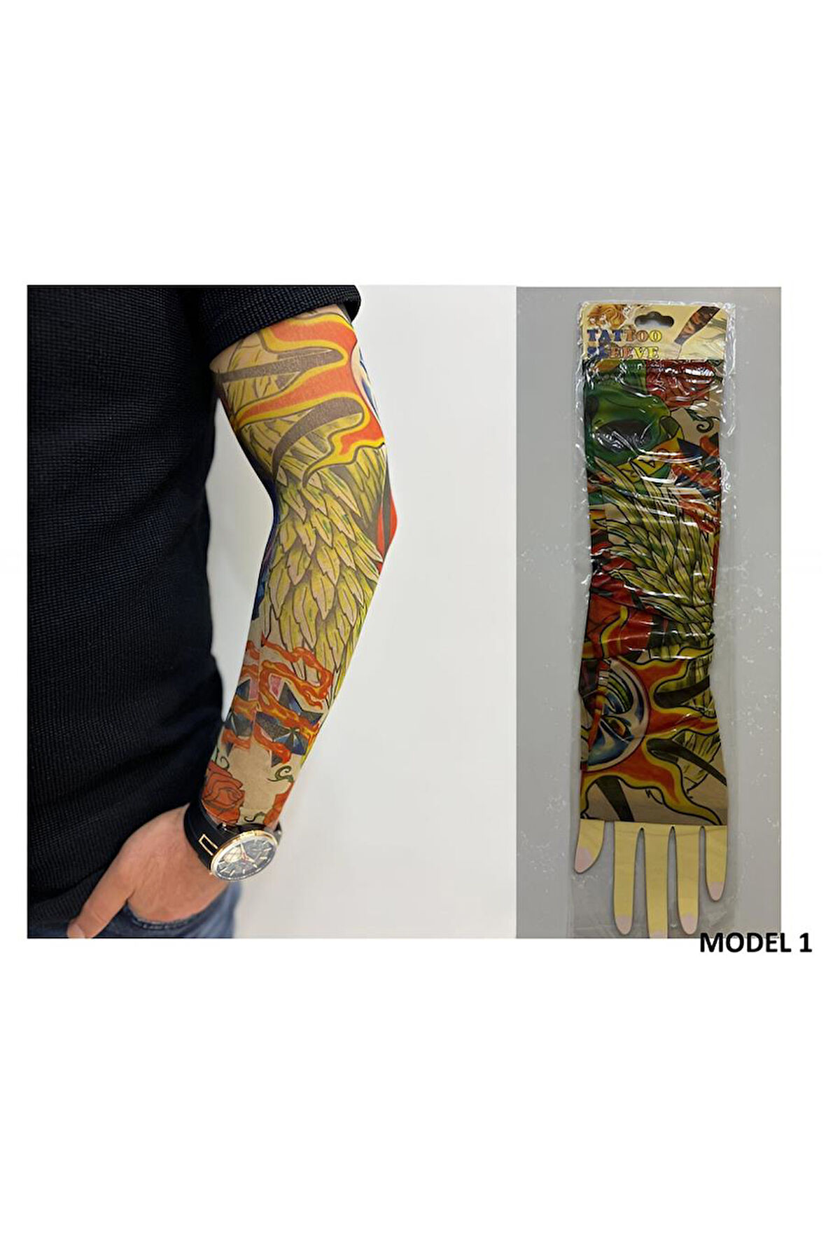Alsepeteavm Giyilebilir Dövme Çift Kol 2 Adet Kol Çorap Dövmesi Sleeve tattoo Set1