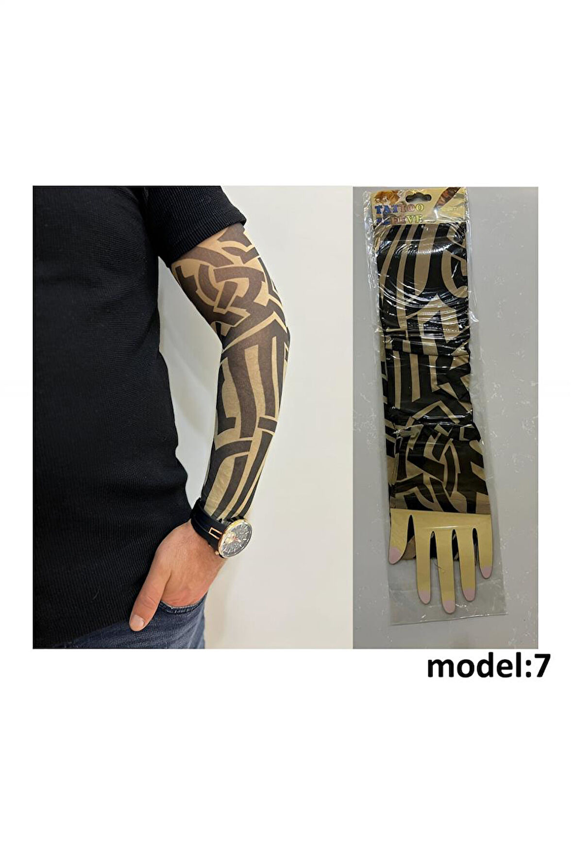 Alsepeteavm Giyilebilir Dövme Çift Kol 2 Adet Kol Çorap Dövmesi Sleeve tattoo Model7