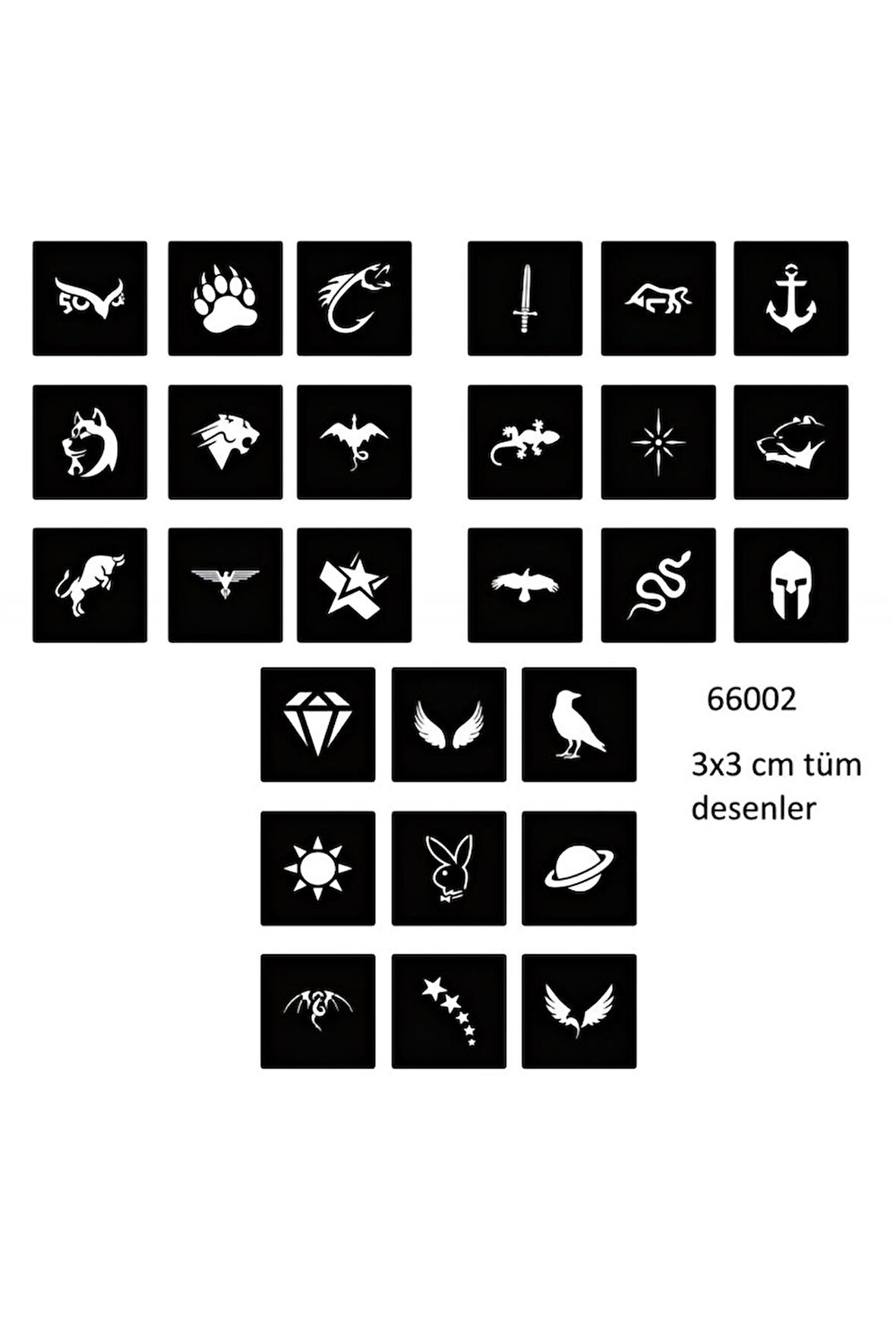Alsepeteavm Minimal 27 Adet Erkek Deseni 3 cm Geçici Dövme Şablonu