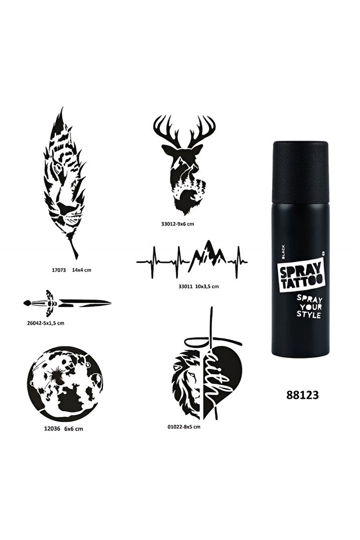 Alsepeteavm Doğa Serisi Spray Tattoo Geçici Dövme Yapma Seti Dark Siyah