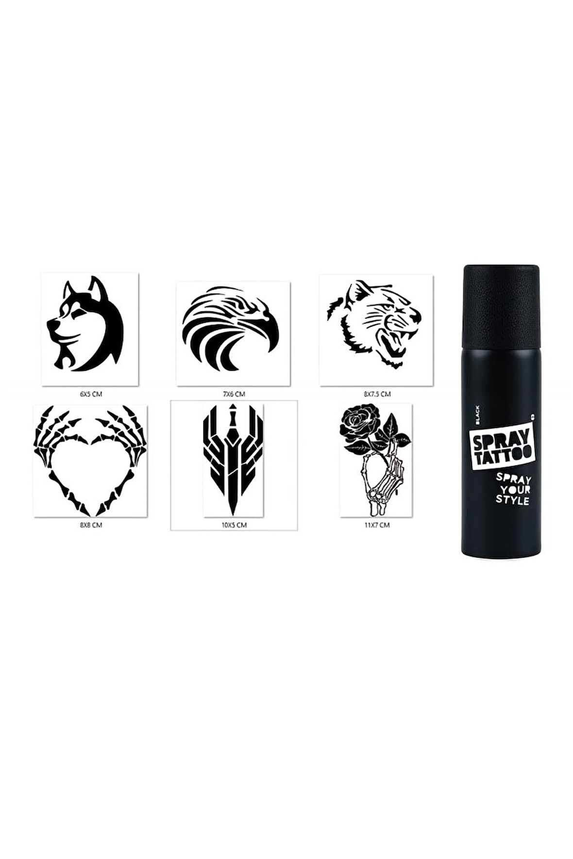 Alsepeteavm İskelet Ve Kartal Geçici Sprey Dövme Seti Spray Tatto