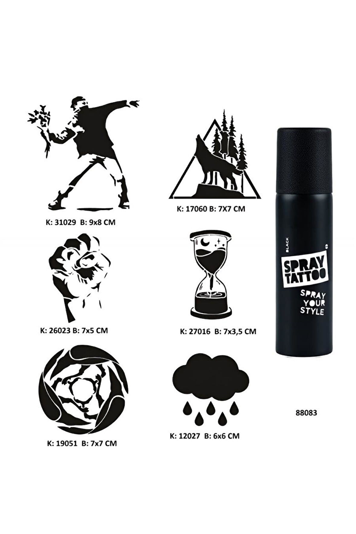 Alsepeteavm Dik Duruş Spray Tattoo Geçici Dövme Seti Sprey Dövme Kiti