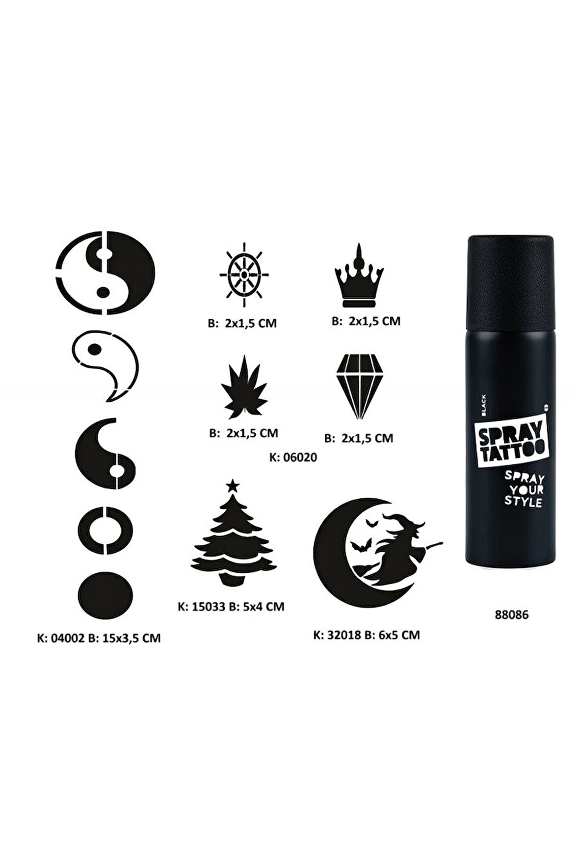 Alsepeteavm Minimal Parmak ve Sırt Serisi Spray Tattoo Geçici Dövme Seti Sprey Dövme Kiti