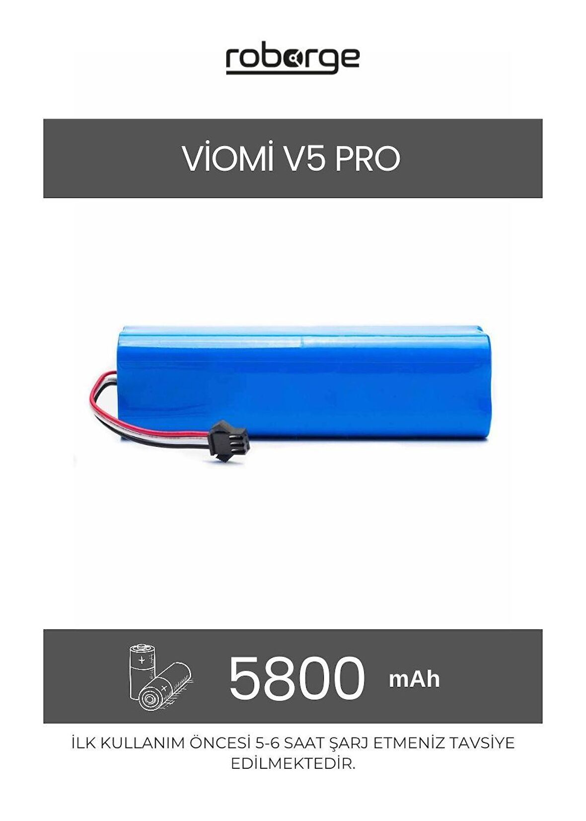 Viomi V5 Pro Robot Süpürge Uyumlu Batarya 5800 mAh - Muadil Ürün